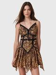 AllSaints Zia Animal Print Mixed Blend Mini Dress