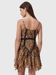 AllSaints Zia Animal Print Mixed Blend Mini Dress