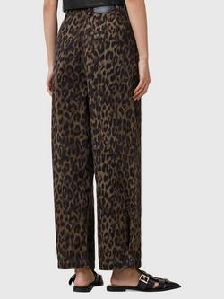 AllSaints Becca Animal Print Denim Trousers, Multi - view 2, Multi