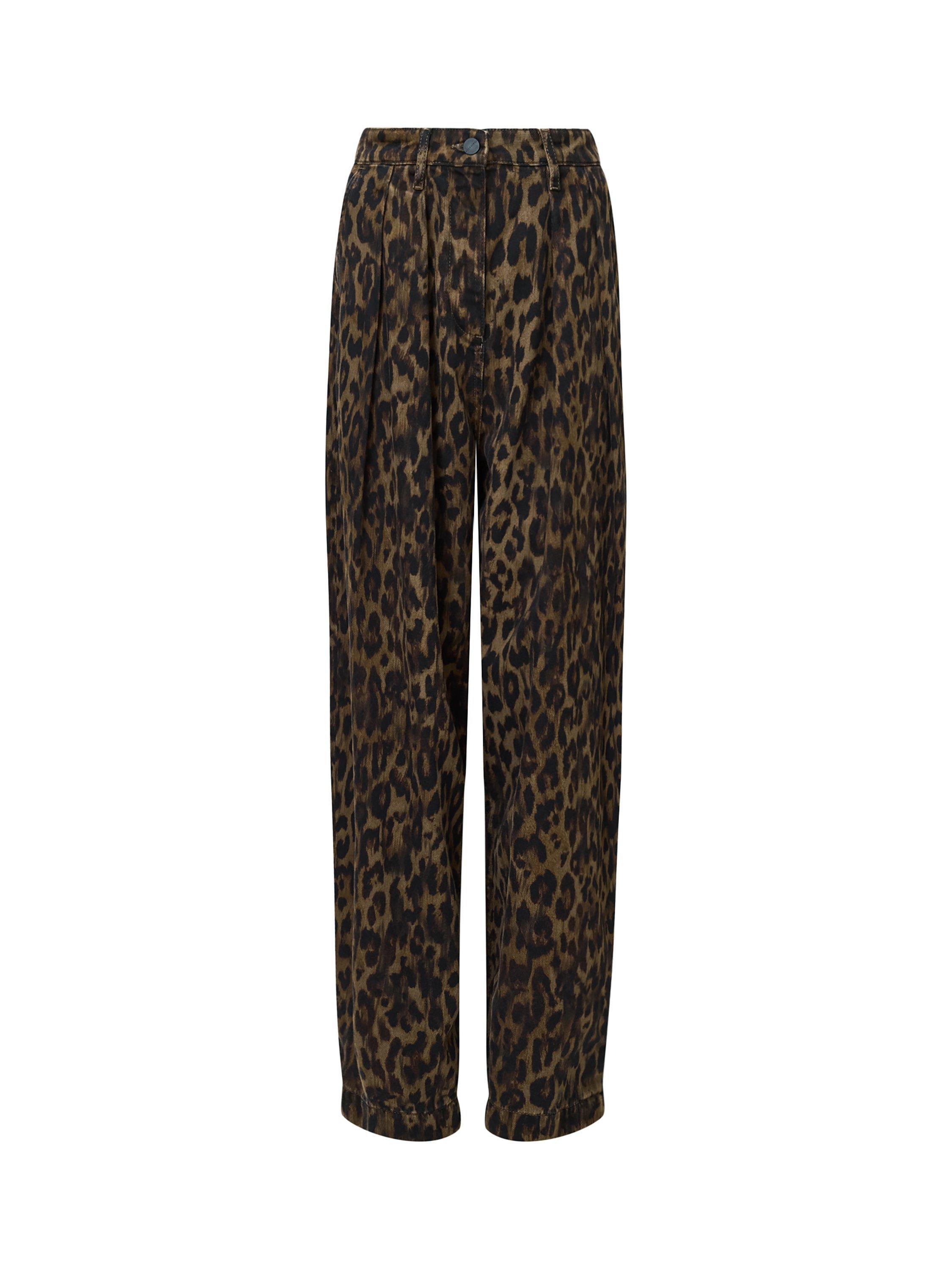 Product image 4 of 9, which shows AllSaints Becca Animal Print Denim Trousers, Multi, 10