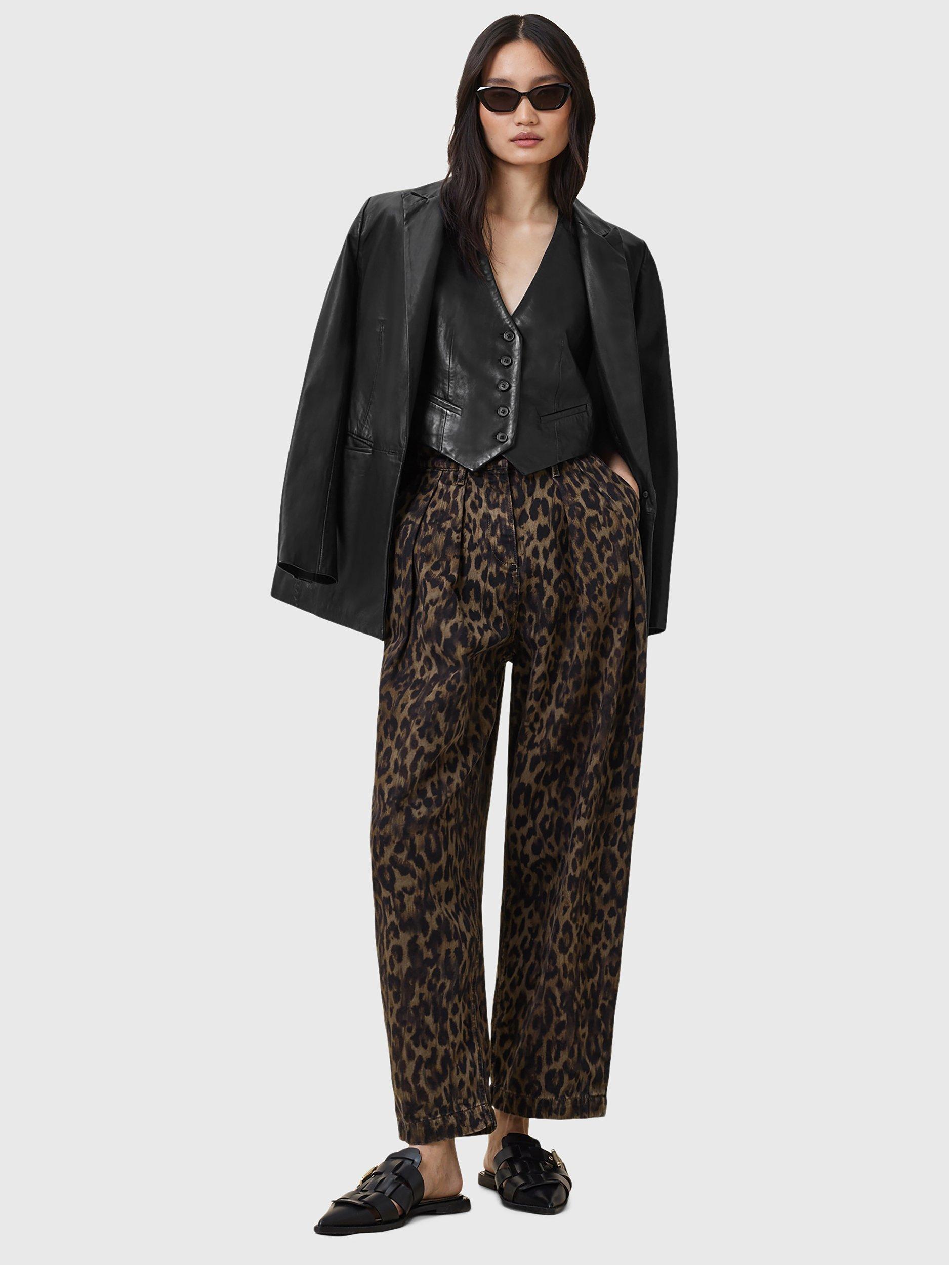 Product image 9 of 9, which shows AllSaints Becca Animal Print Denim Trousers, Multi, 10