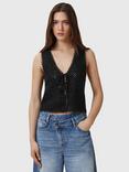 AllSaints Florence Organic Cotton Waistcoat, Black