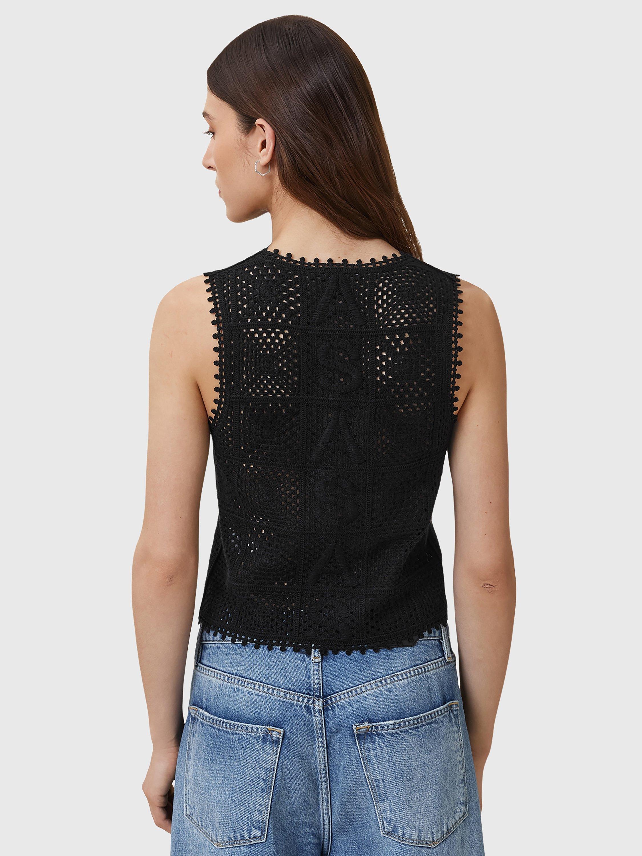 Product image 2 of 7, which shows AllSaints Florence Organic Cotton Waistcoat, Black, XS