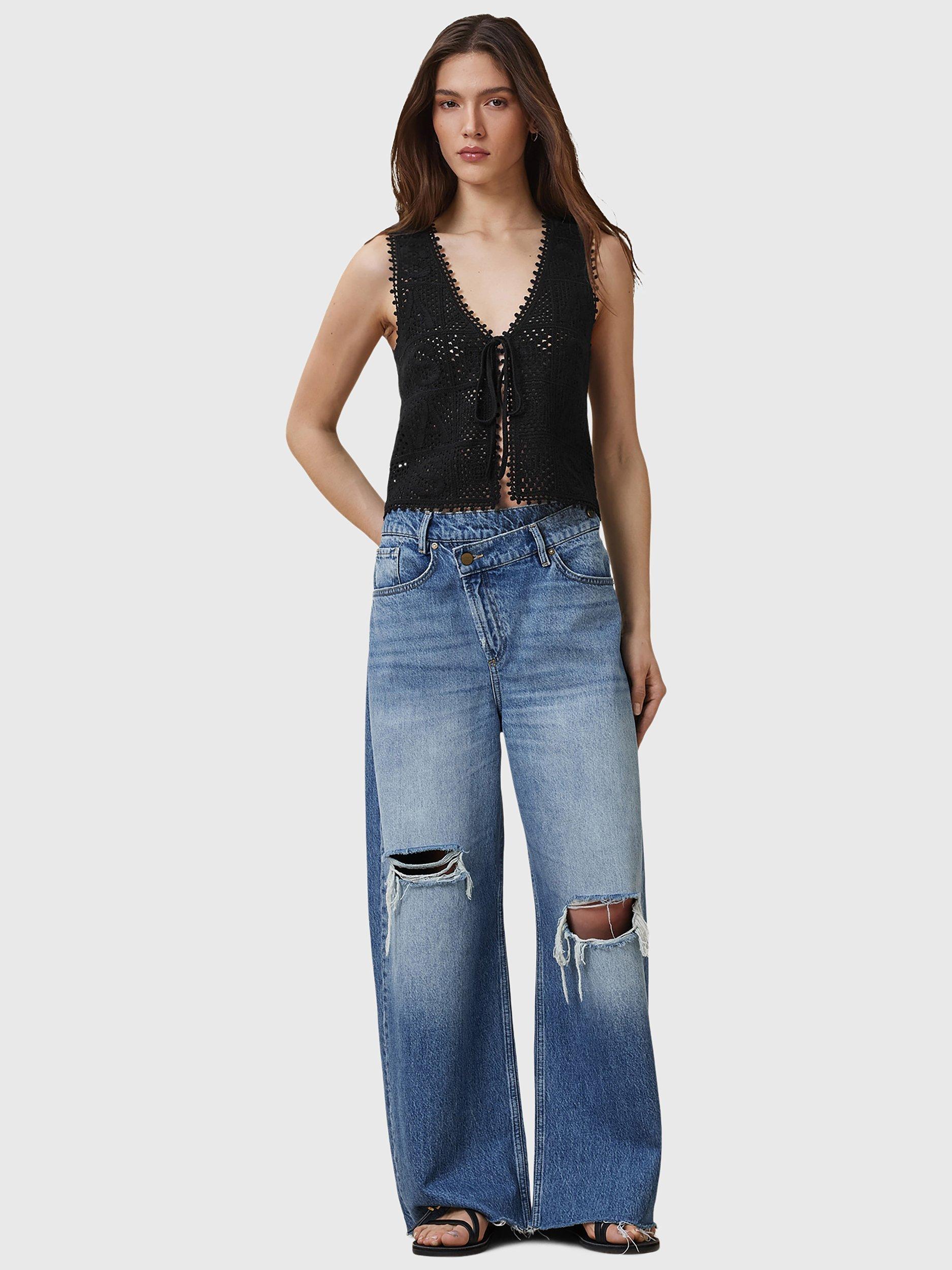 Product image 3 of 7, which shows AllSaints Florence Organic Cotton Waistcoat, Black, XS