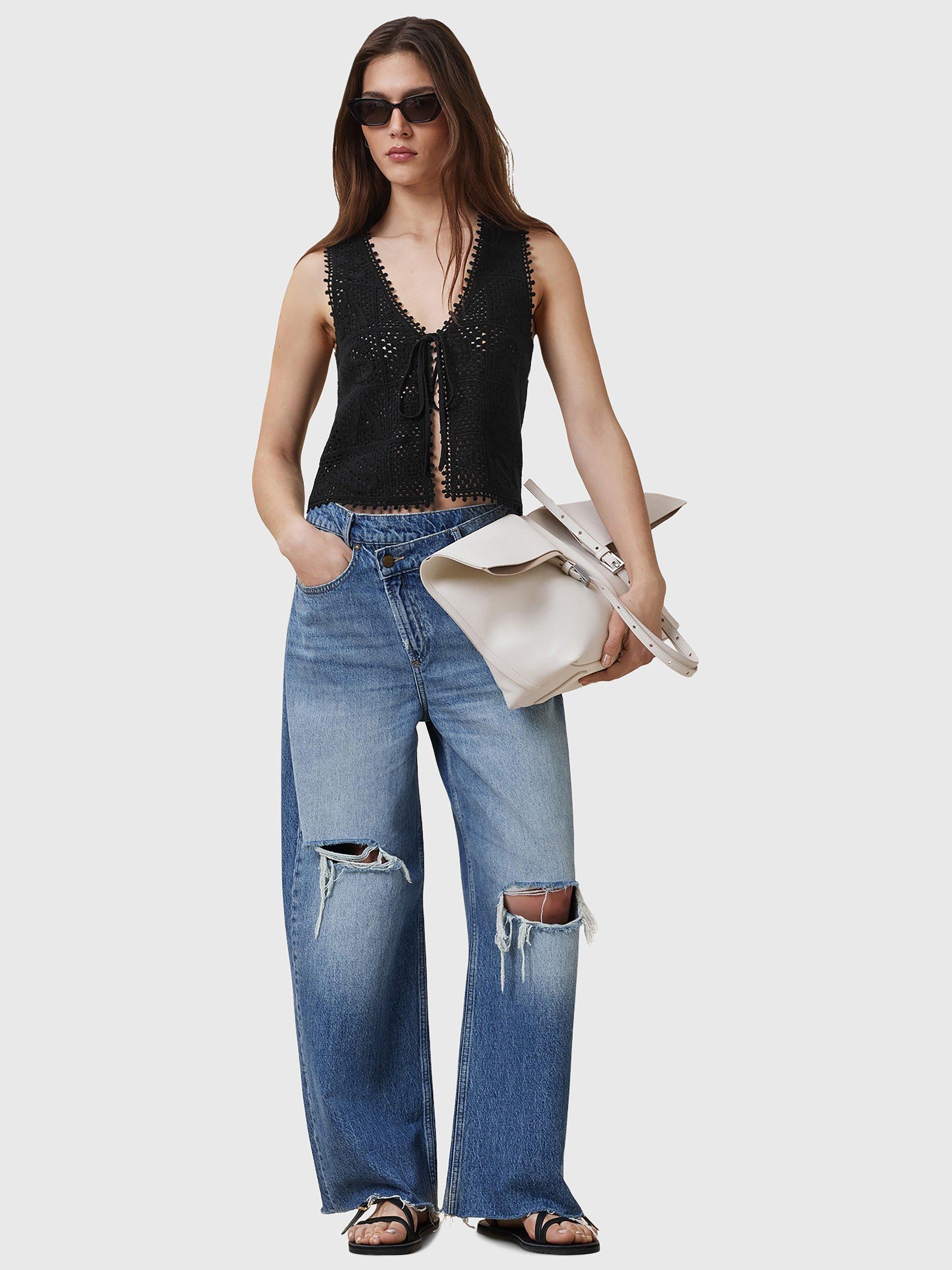 Product image 7 of 7, which shows AllSaints Florence Organic Cotton Waistcoat, Black, XS