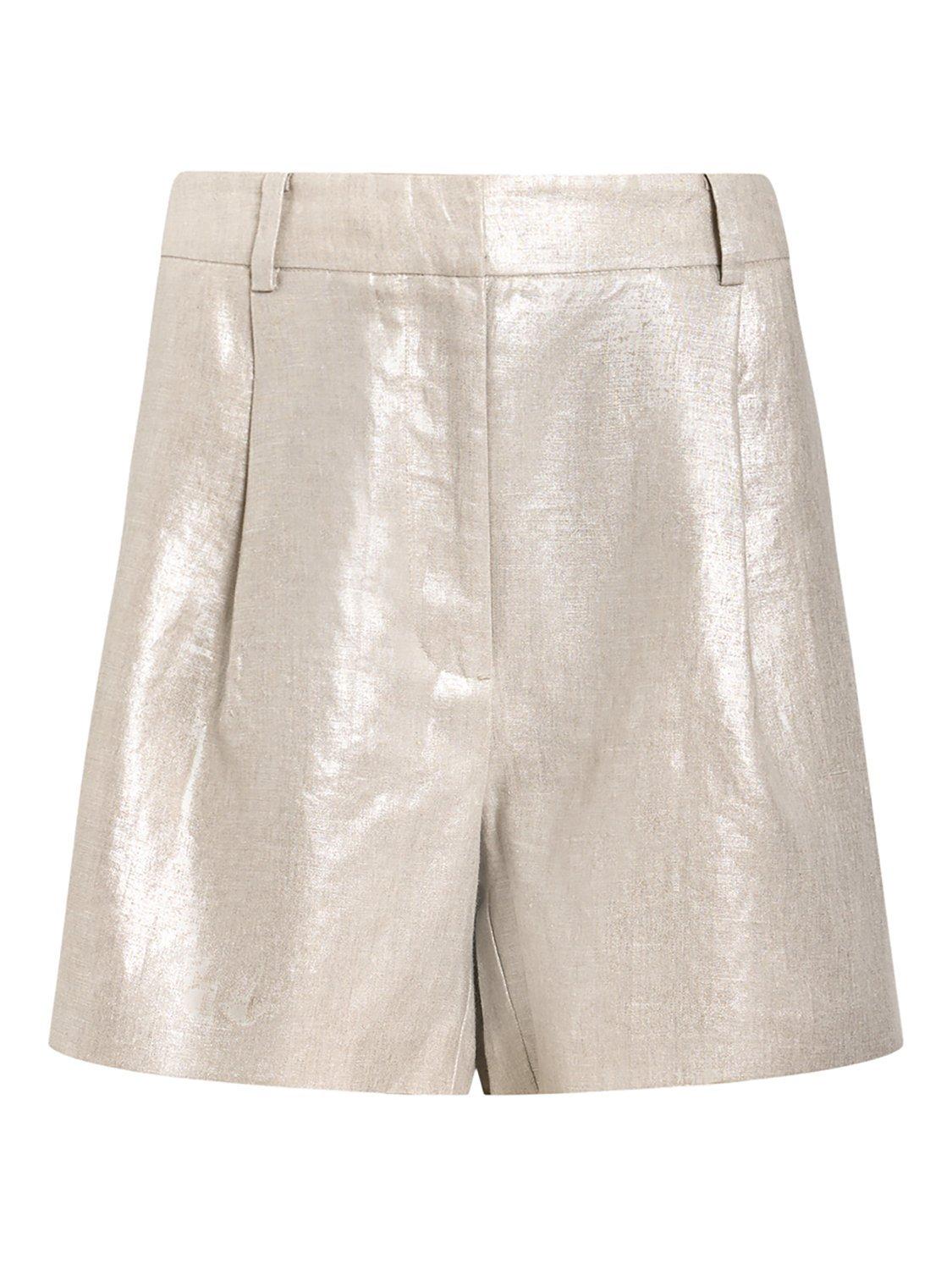 Product image 4 of 9, which shows AllSaints Averie Tailored Linen Shorts, Silver Grey, 10
