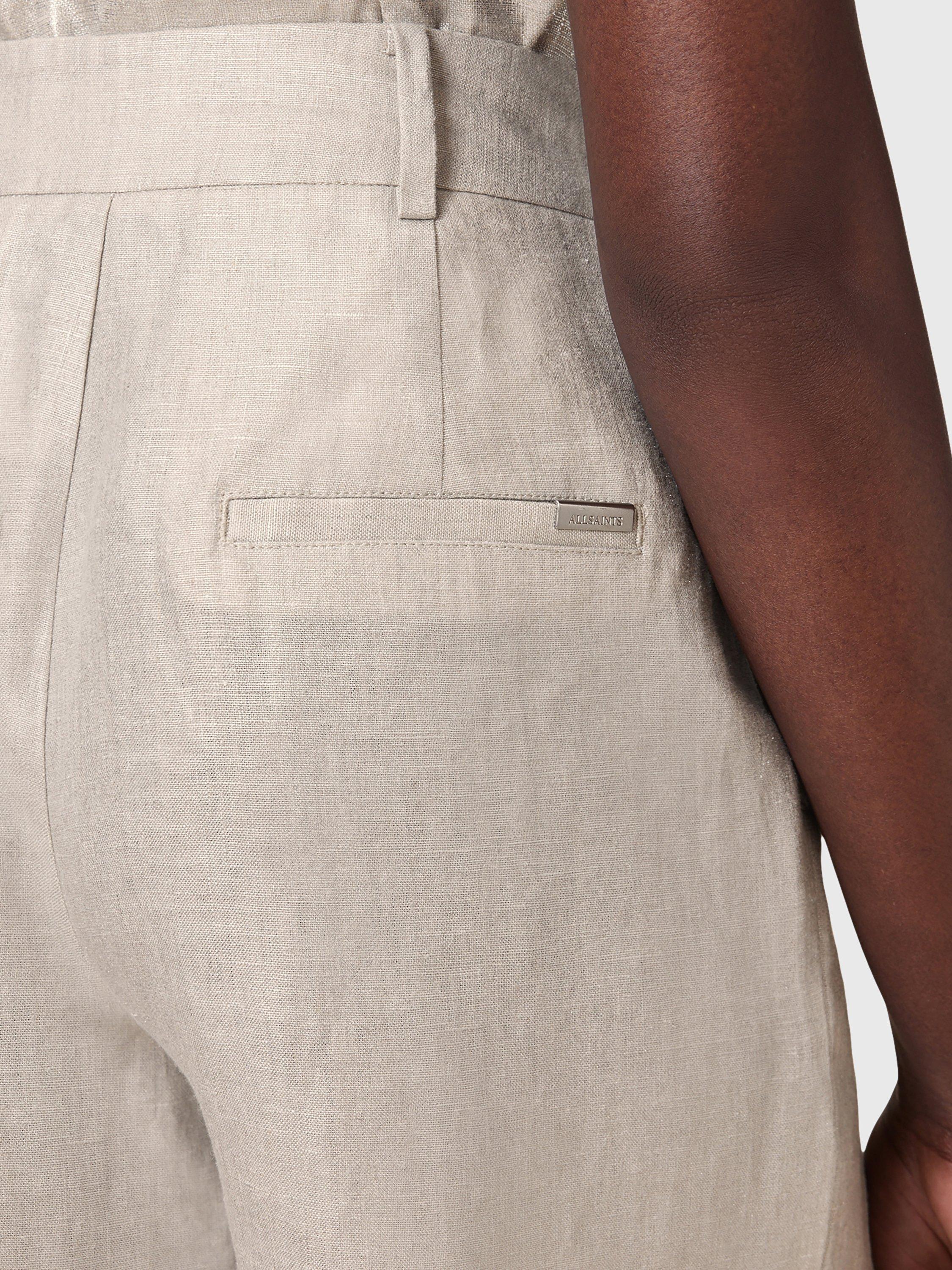 Product image 7 of 9, which shows AllSaints Averie Tailored Linen Shorts, Silver Grey, 10