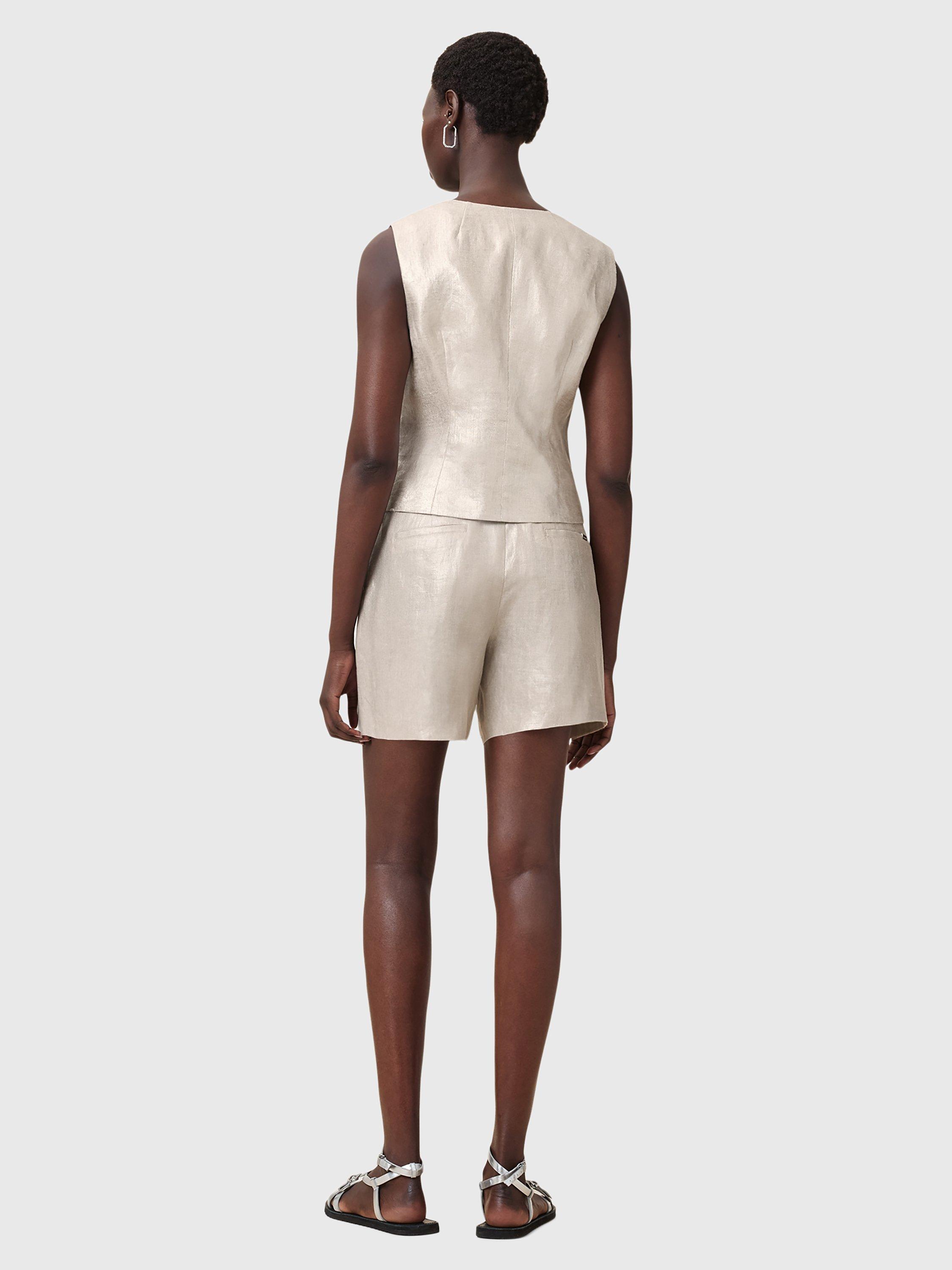 Product image 9 of 9, which shows AllSaints Averie Tailored Linen Shorts, Silver Grey, 10