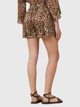 AllSaints Charlie Leopard Print Linen Blend Shorts
