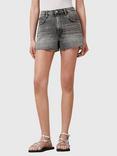 AllSaints Tate Organic Cotton Rich Denim Shorts, Washed Grey