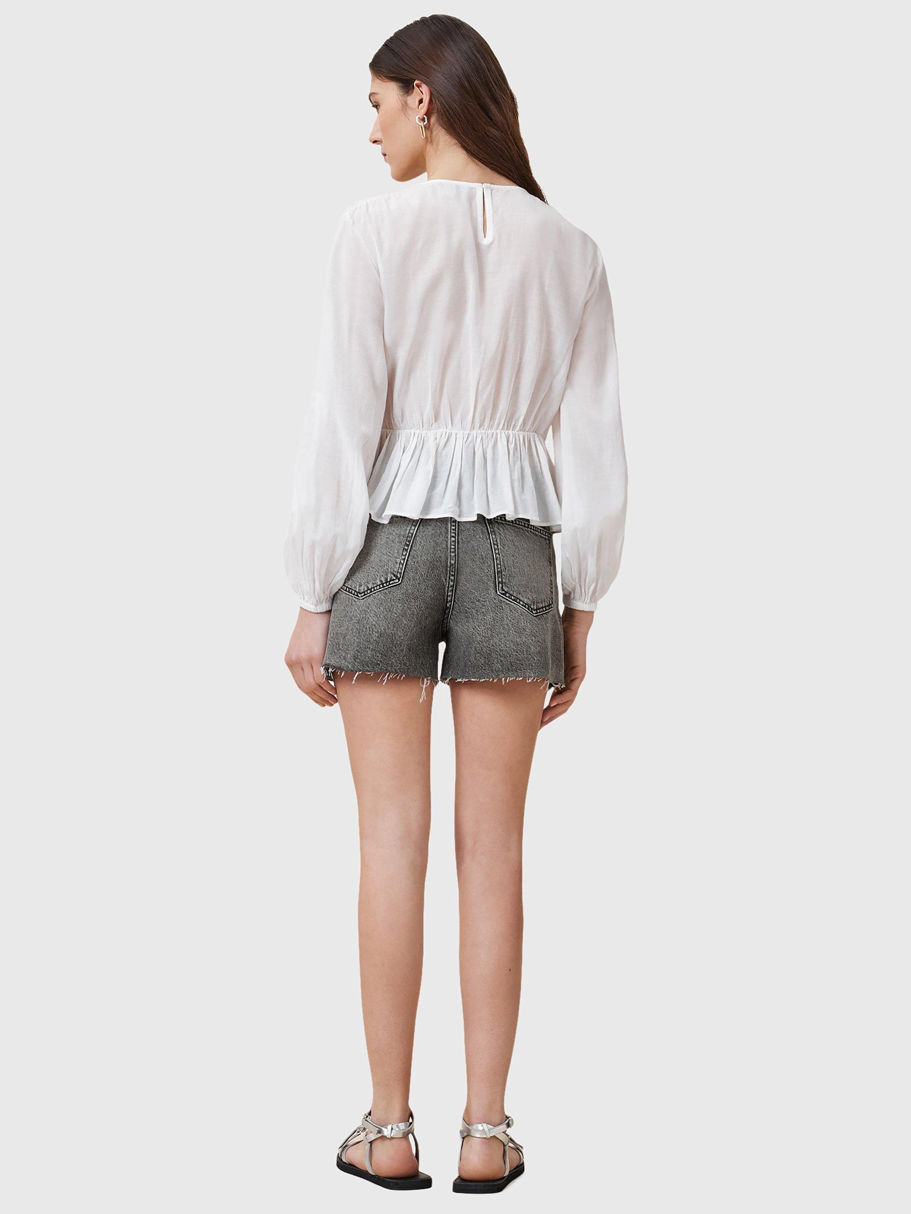 Product image 7 of 8, which shows AllSaints Tate Organic Cotton Rich Denim Shorts, Washed Grey, 25