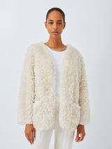 John Lewis Fluffy Throw On Lounge Top, Ivory