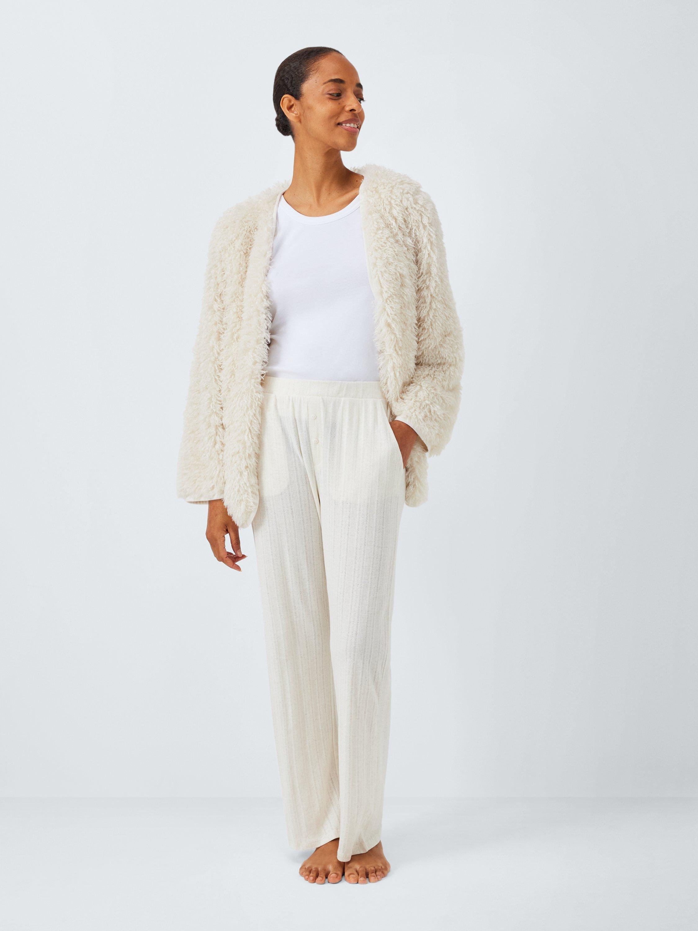 Product image 3 of 5, which shows John Lewis Fluffy Throw On Lounge Top, Ivory, S-M