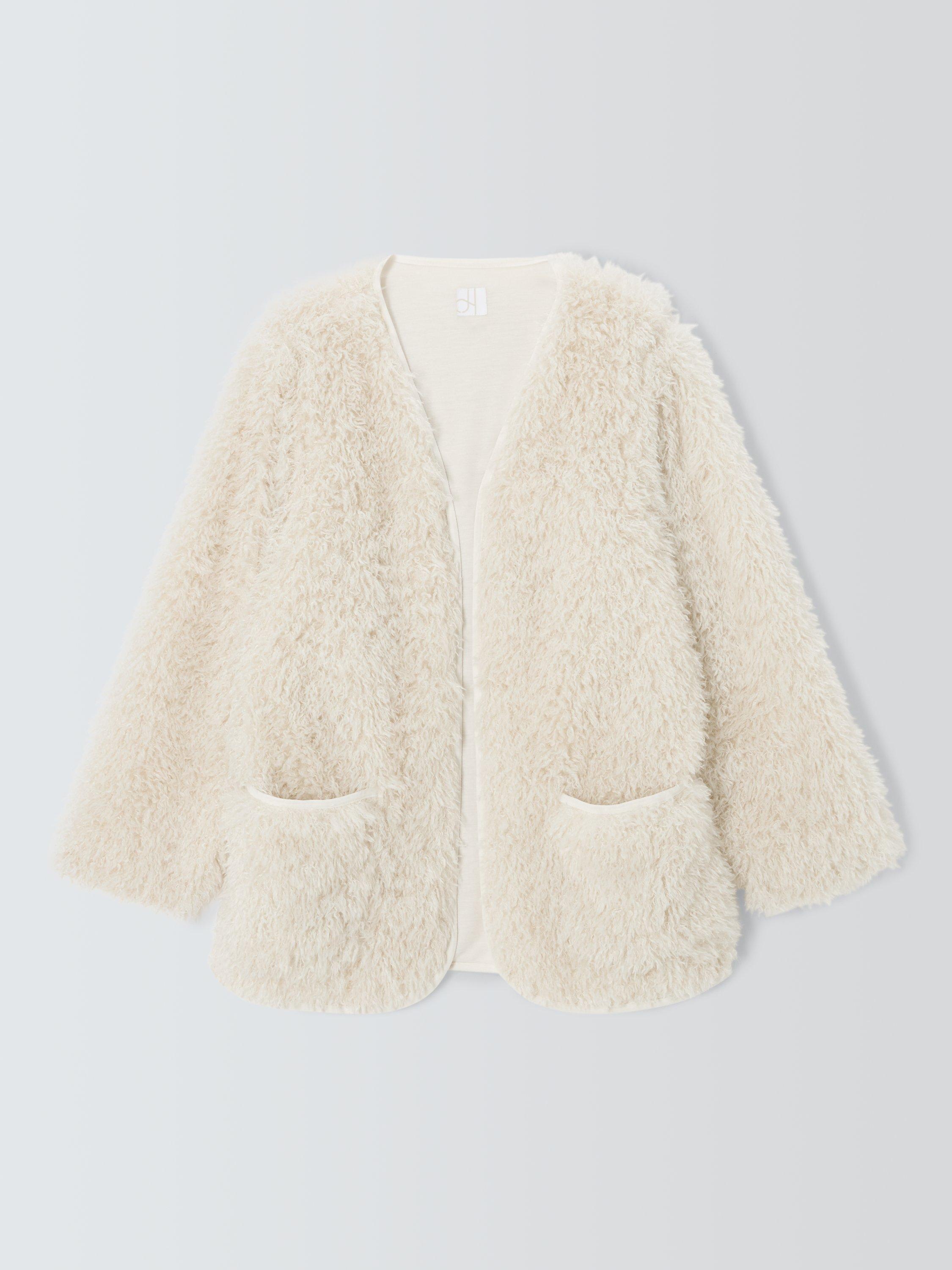 Product image 4 of 5, which shows John Lewis Fluffy Throw On Lounge Top, Ivory, S-M