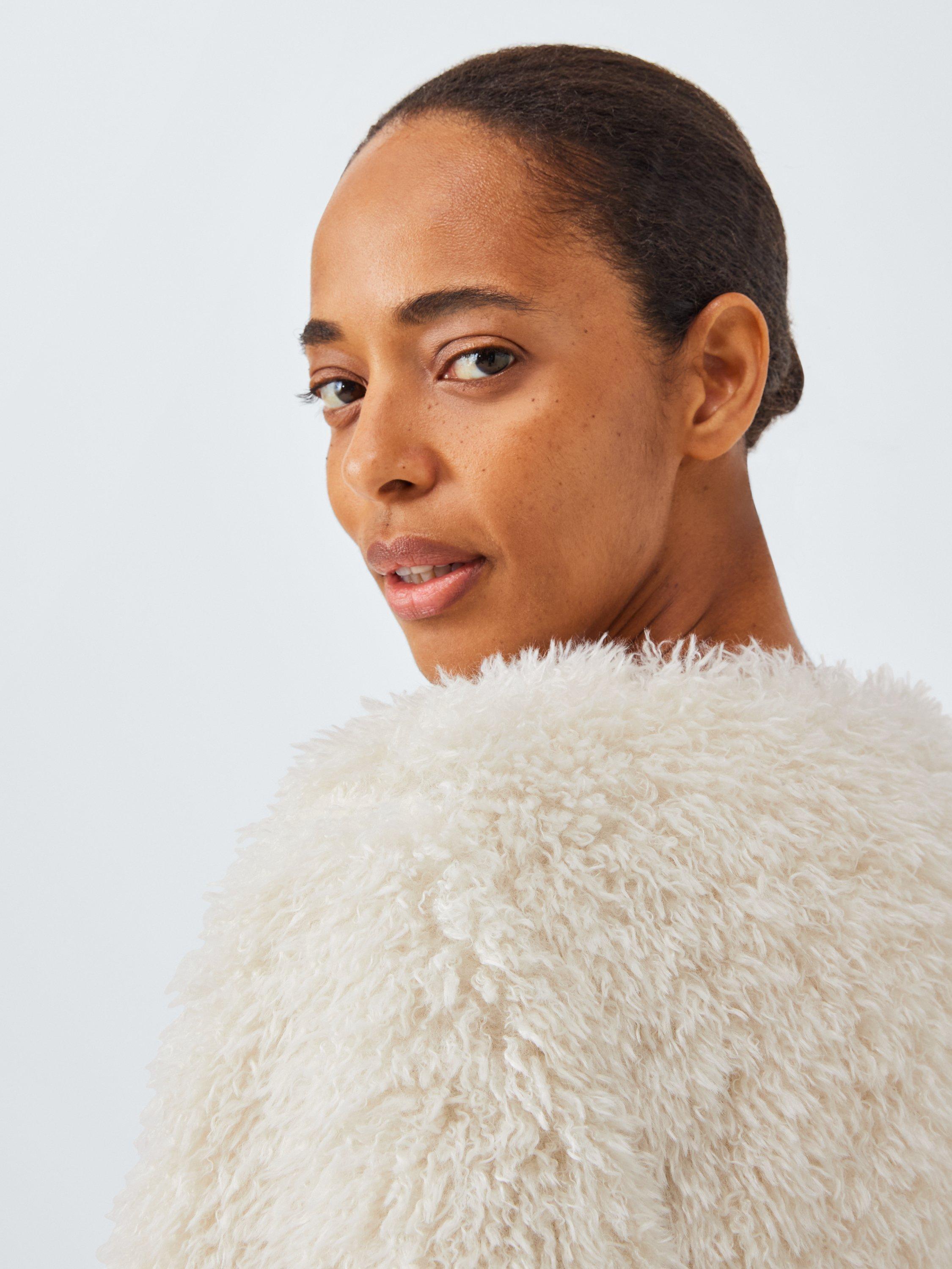 Product image 5 of 5, which shows John Lewis Fluffy Throw On Lounge Top, Ivory, S-M