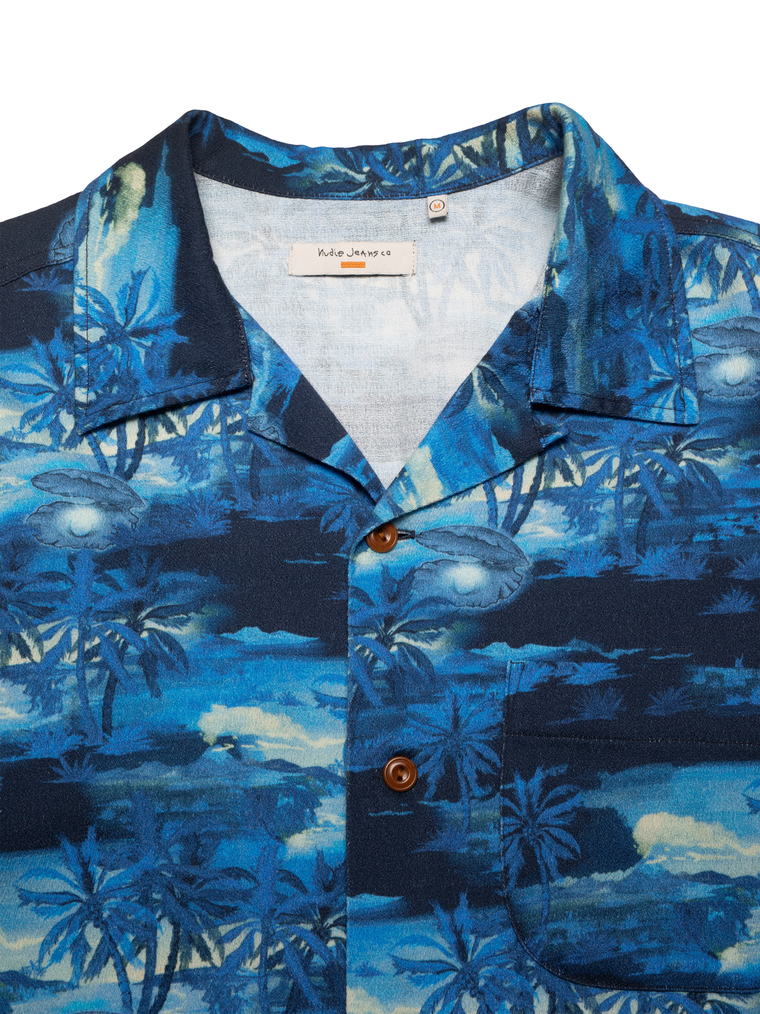 Product image 2 of 5, which shows Nudie Jeans Arvid Pearl Short Sleeve Shirt, Blueberry, S