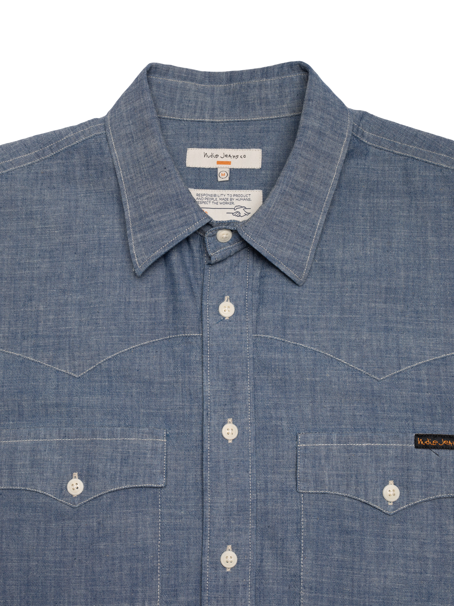 Product image 2 of 5, which shows Nudie Jeans Lance Cotton Regular Fit Shirt, Blue, M