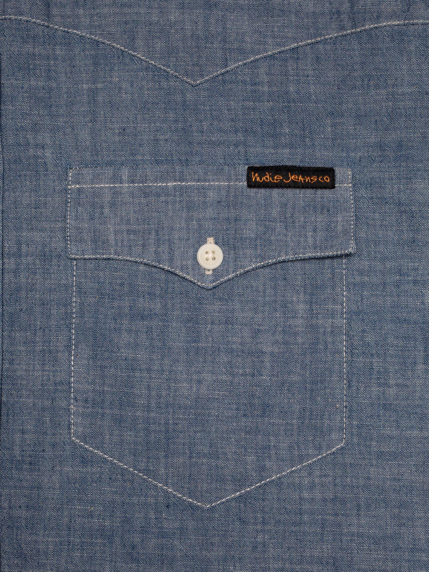 Product image 3 of 5, which shows Nudie Jeans Lance Cotton Regular Fit Shirt, Blue, M