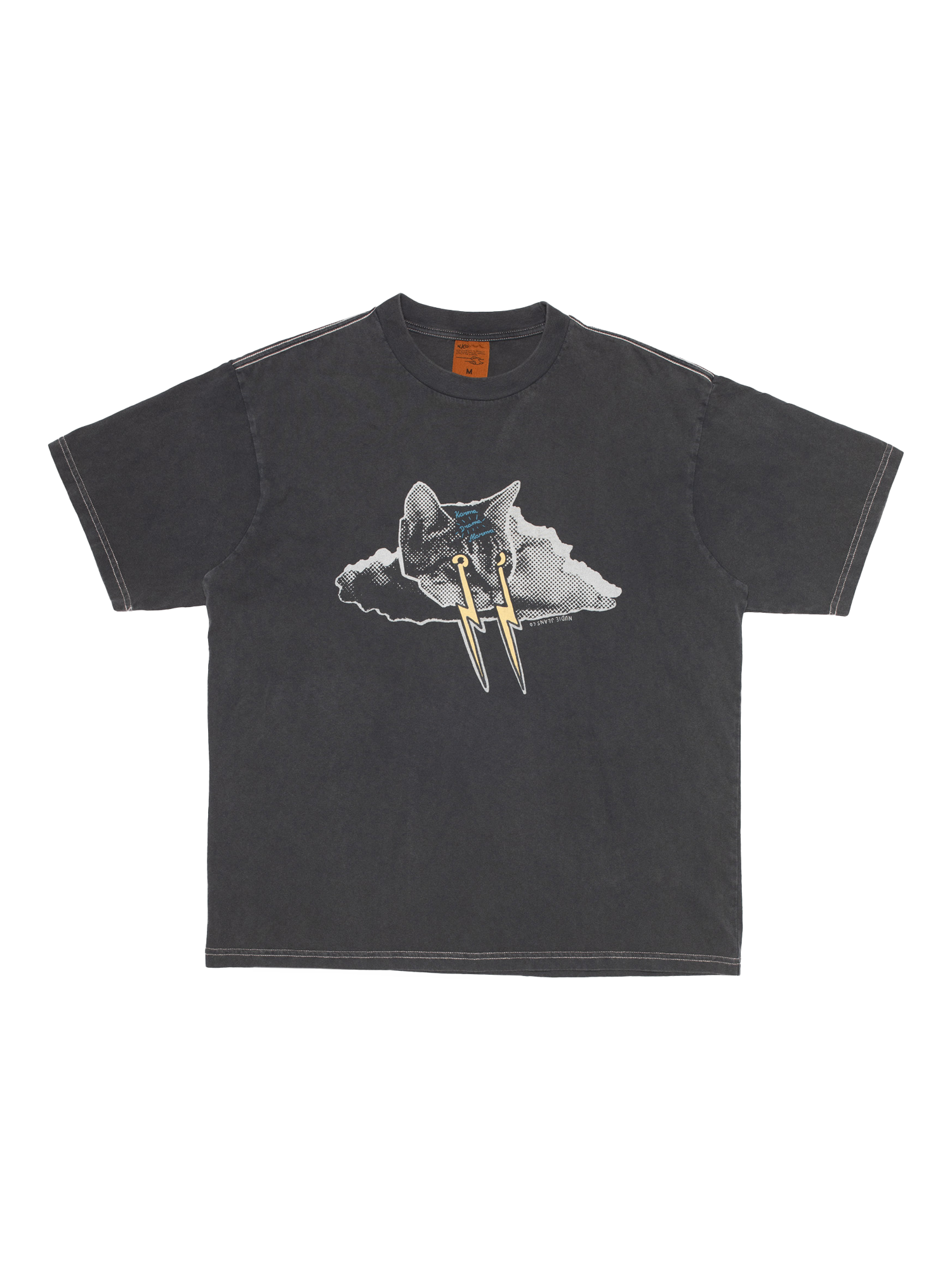 Product image 1 of 3, which shows Nudie Jeans Koffe Karma Cotton Regular Fit Short Sleeve T-Shirt, Antracite, S