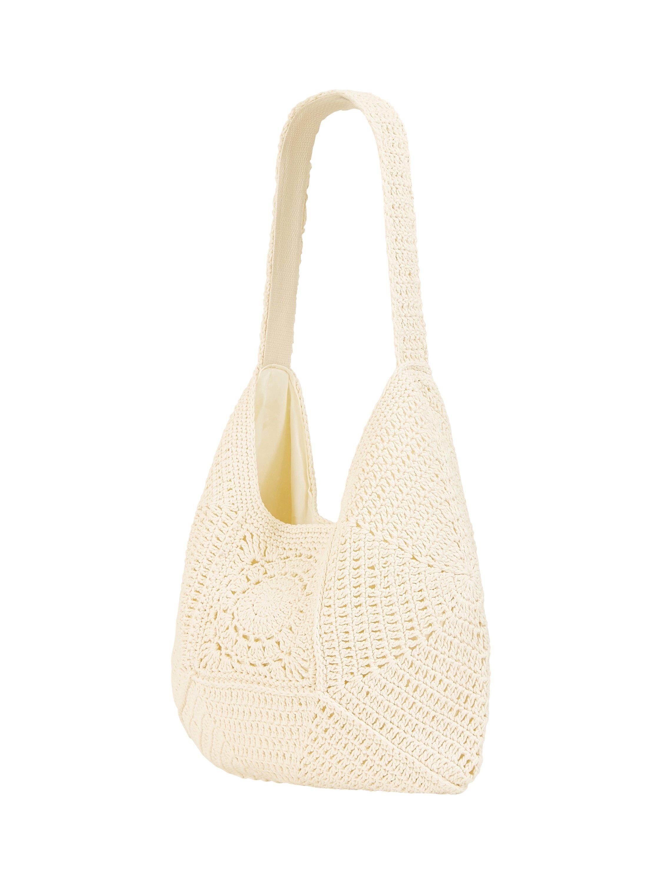 Product image 2 of 3, which shows Yumi Handcrafted Crochet Tote Bag, White