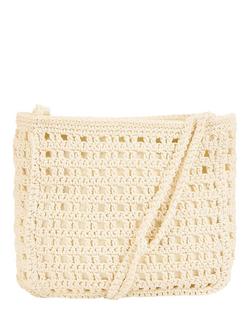 Yumi Crochet Crossbody Shoulder Bag, White