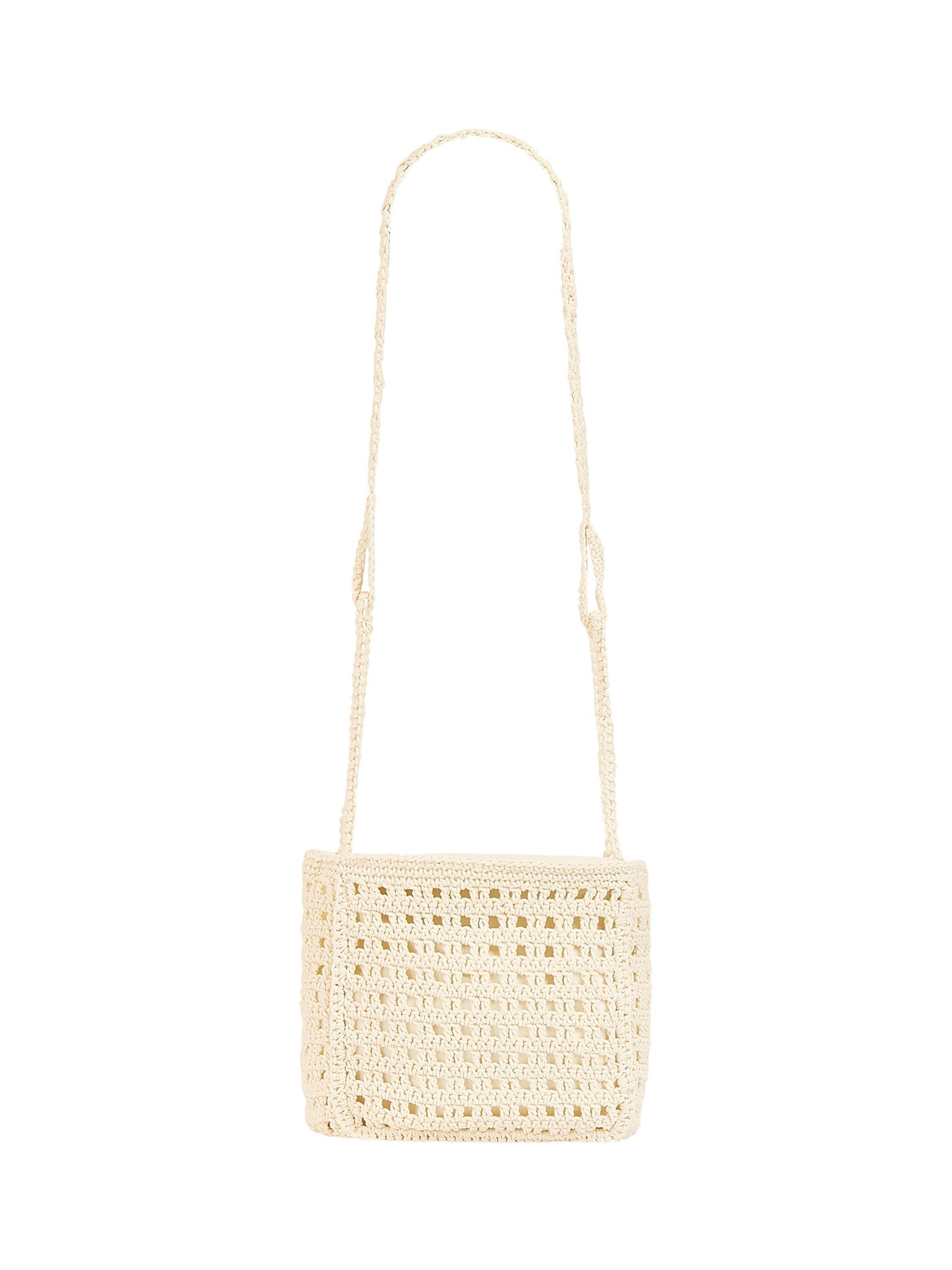 Product image 4 of 4, which shows Yumi Crochet Crossbody Shoulder Bag, White