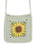 Yumi Sunflower Floral Crochet Bag, Green/Multi