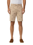Hackett London Kensington Embroidered Cotton Blend Shorts, Linen Beige