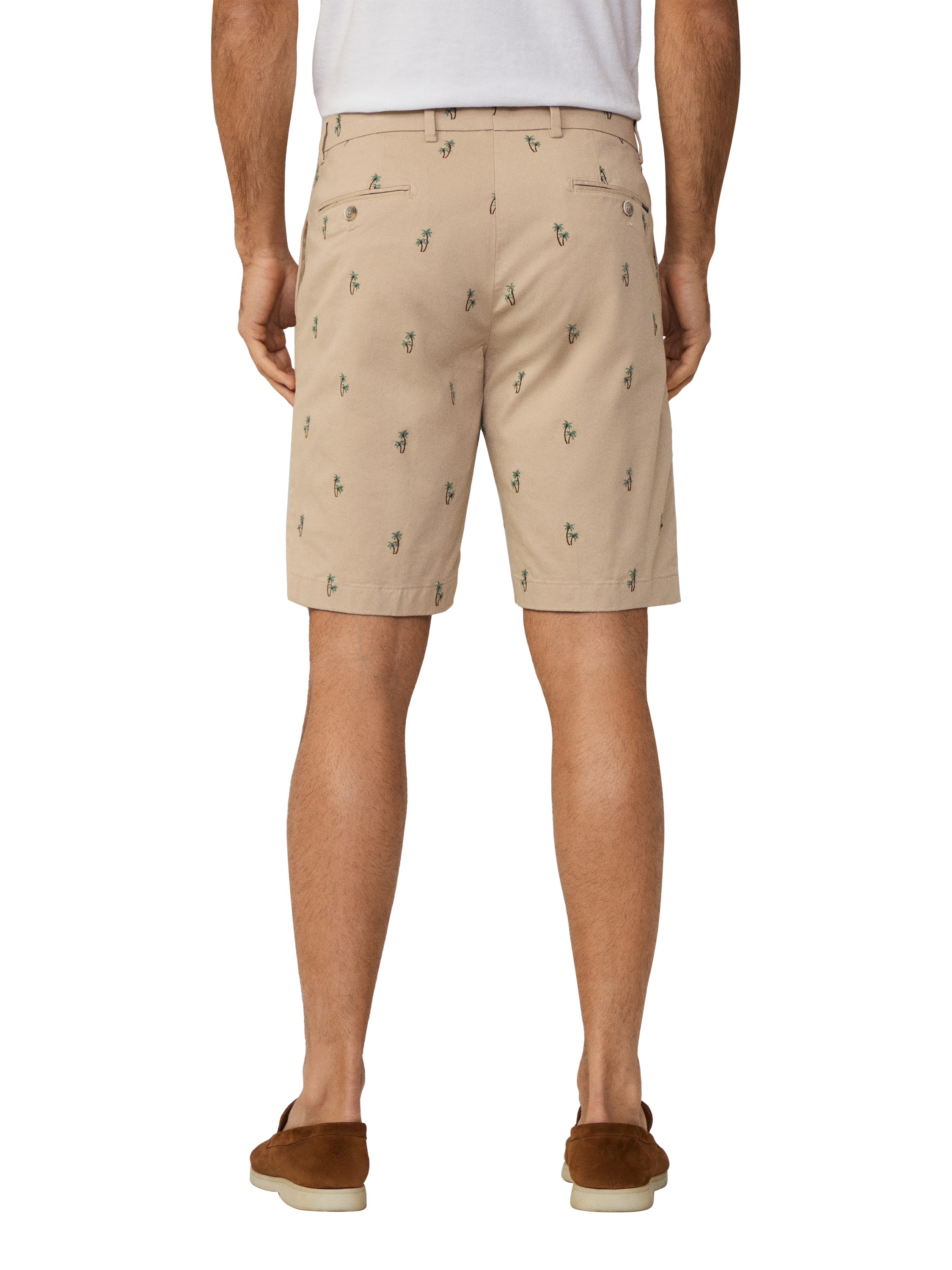 Product image 3 of 7, which shows Hackett London Kensington Embroidered Cotton Blend Shorts, Linen Beige, 36