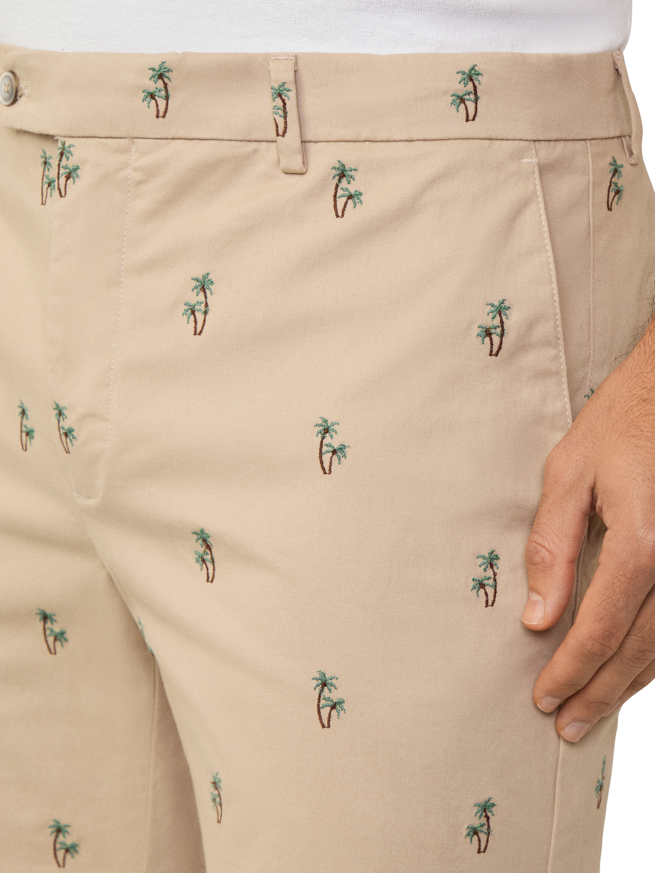 Product image 4 of 7, which shows Hackett London Kensington Embroidered Cotton Blend Shorts, Linen Beige, 36