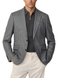 Hackett London Tailored Fit Wool Blend Chalk Stripe Suit Jacket, Granite Grey, Granite Grey