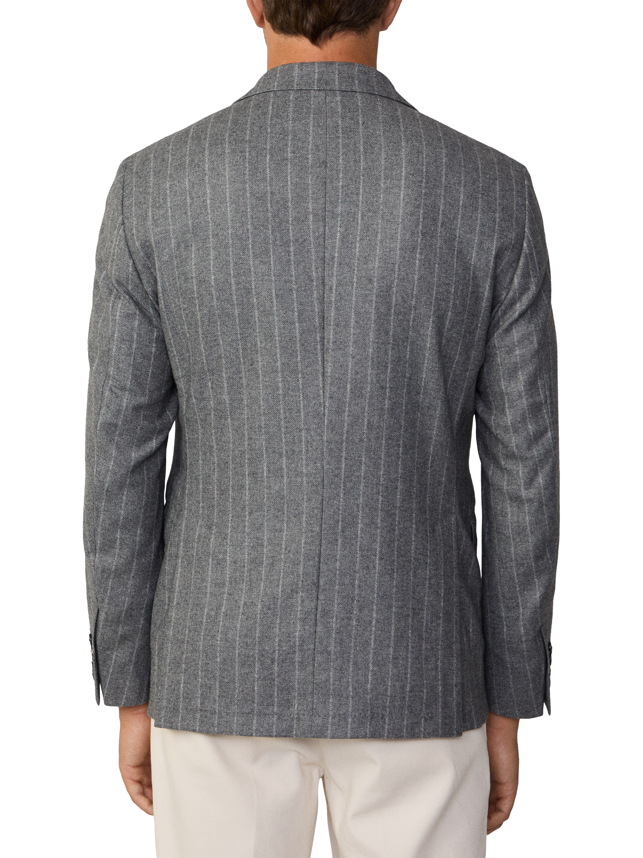 Product image 3 of 7, which shows Hackett London Tailored Fit Wool Blend Chalk Stripe Suit Jacket, Granite Grey, 36