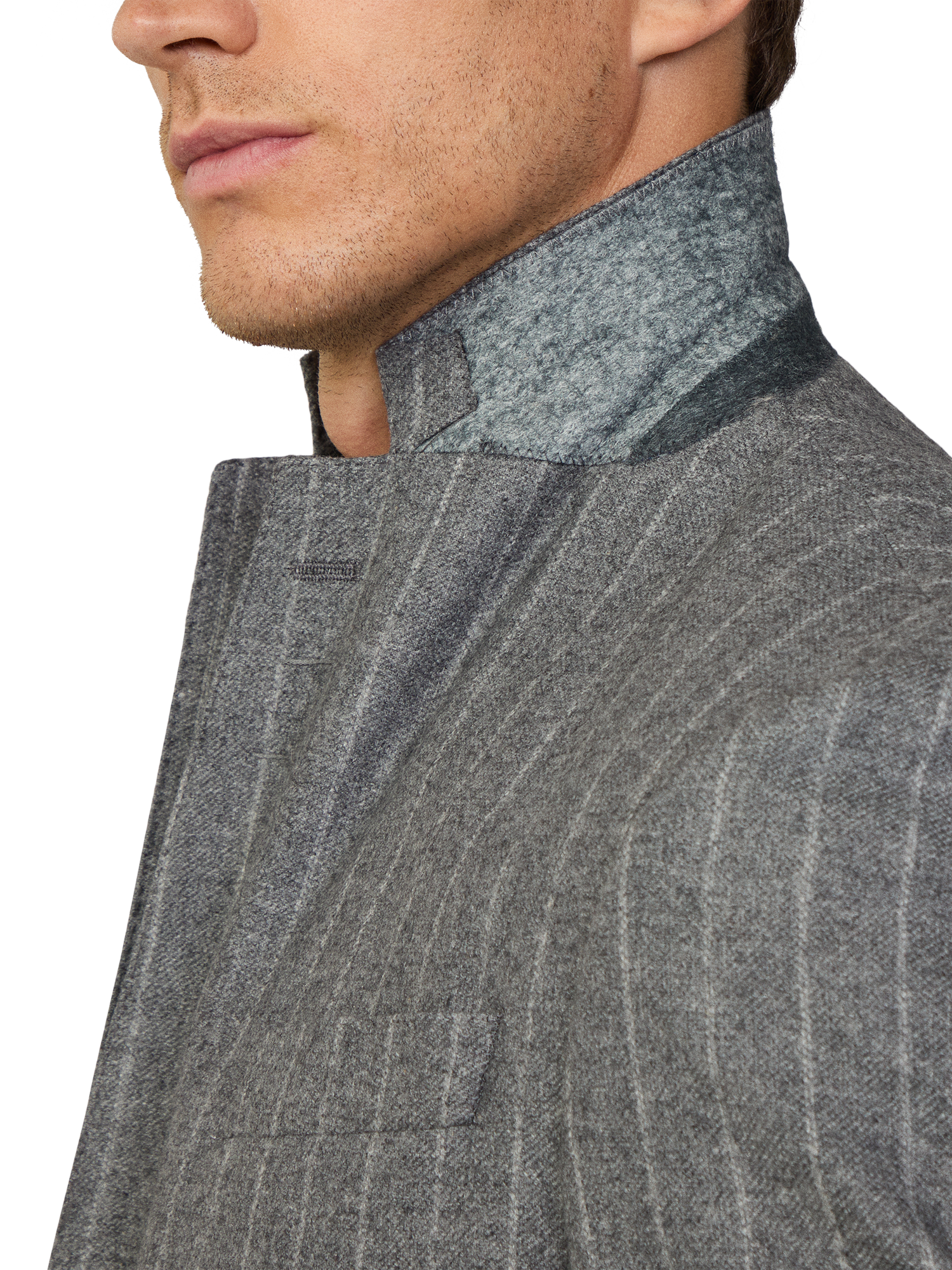 Product image 4 of 7, which shows Hackett London Tailored Fit Wool Blend Chalk Stripe Suit Jacket, Granite Grey, 36