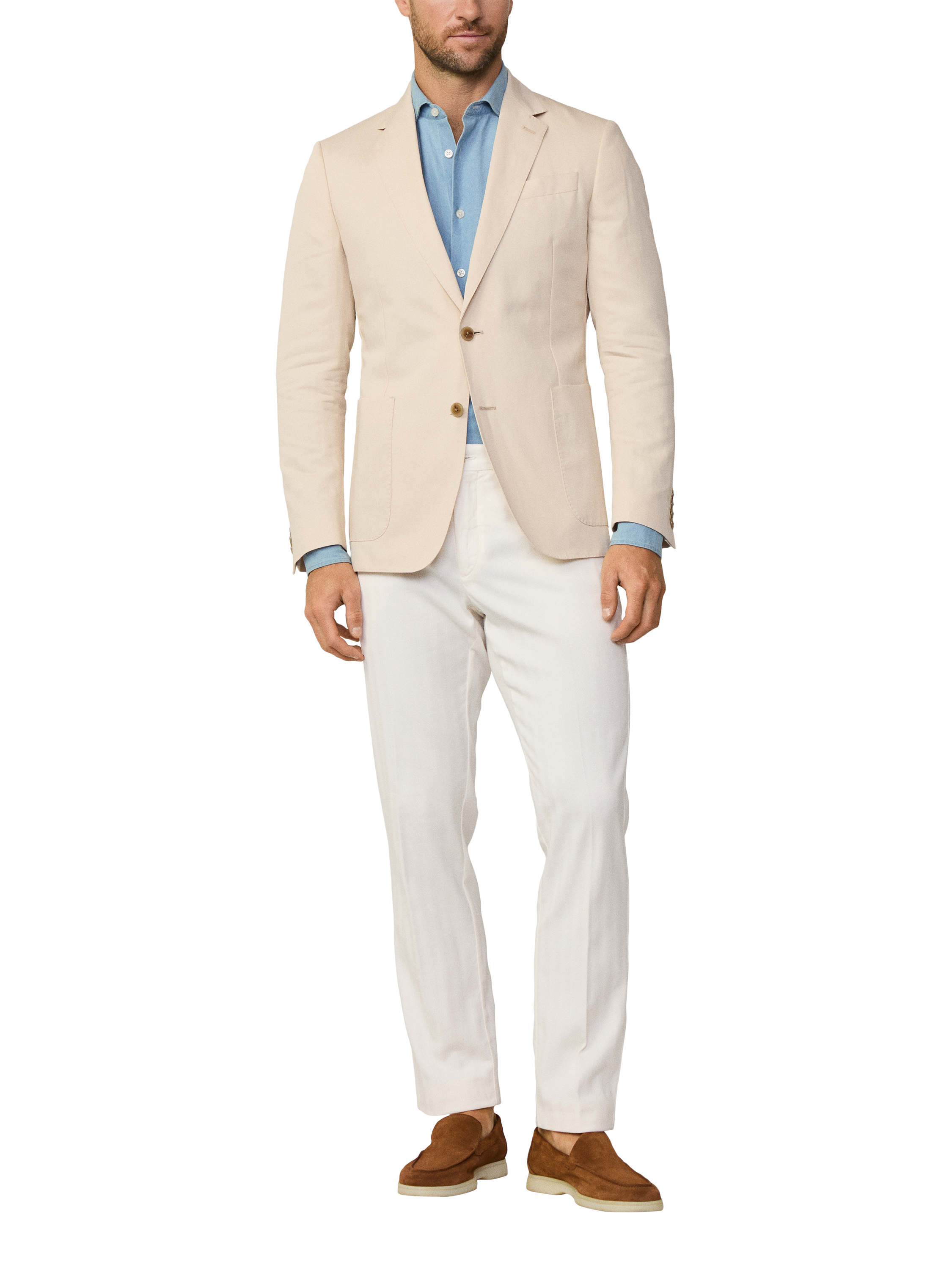 Product image 1 of 7, which shows Hackett London Tailored Fit Linen Blend Suit Jacket, Off White, 48