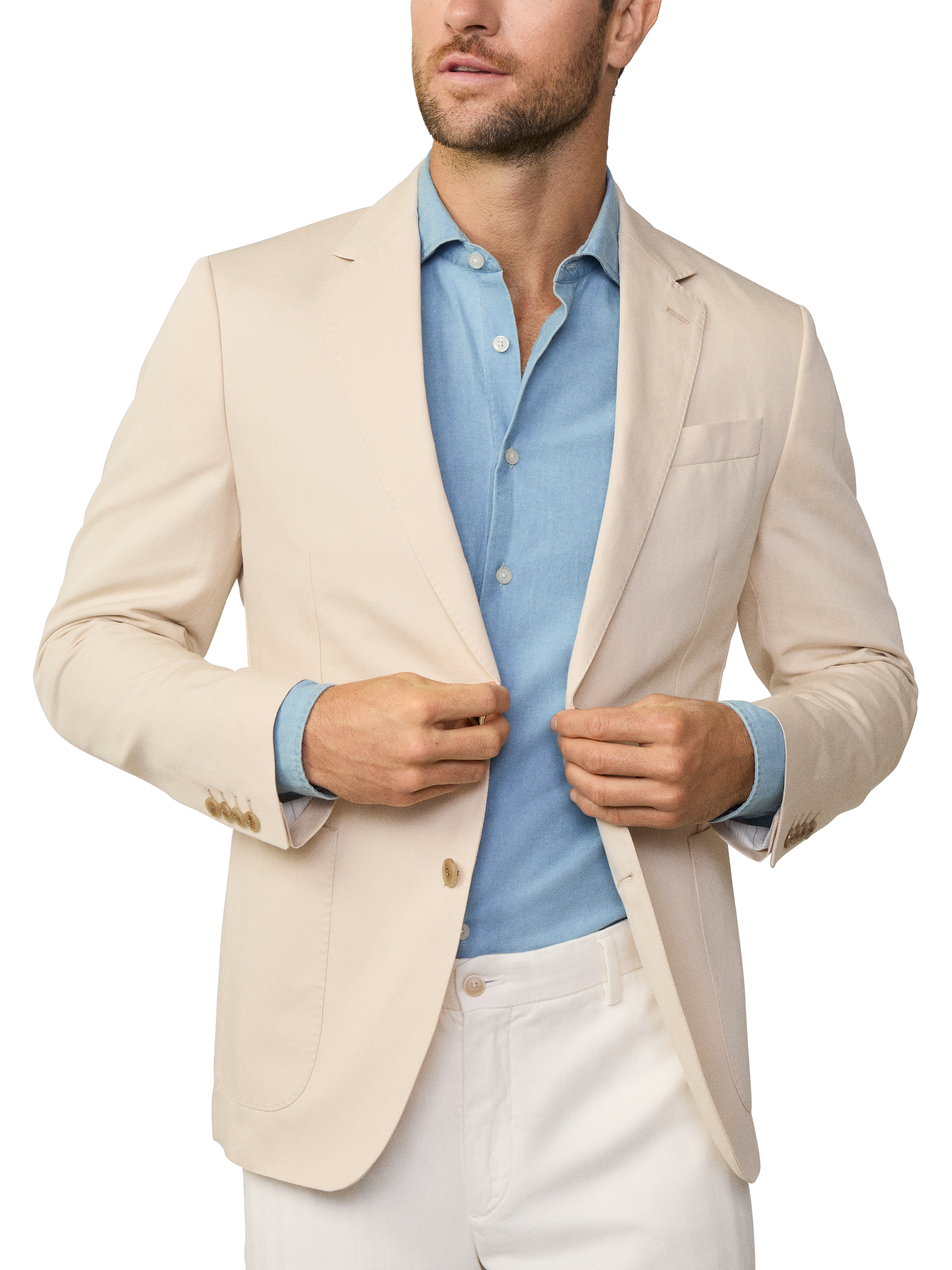 Product image 2 of 7, which shows Hackett London Tailored Fit Linen Blend Suit Jacket, Off White, 48
