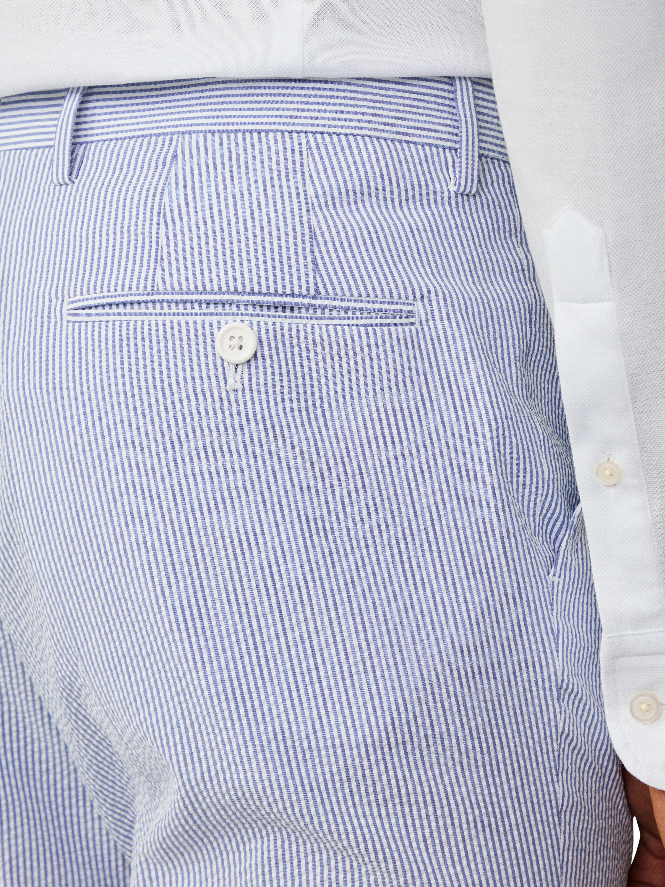 Product image 5 of 7, which shows Hackett London Kensington Stripe Cotton Trousers, Summer Blue, 42R