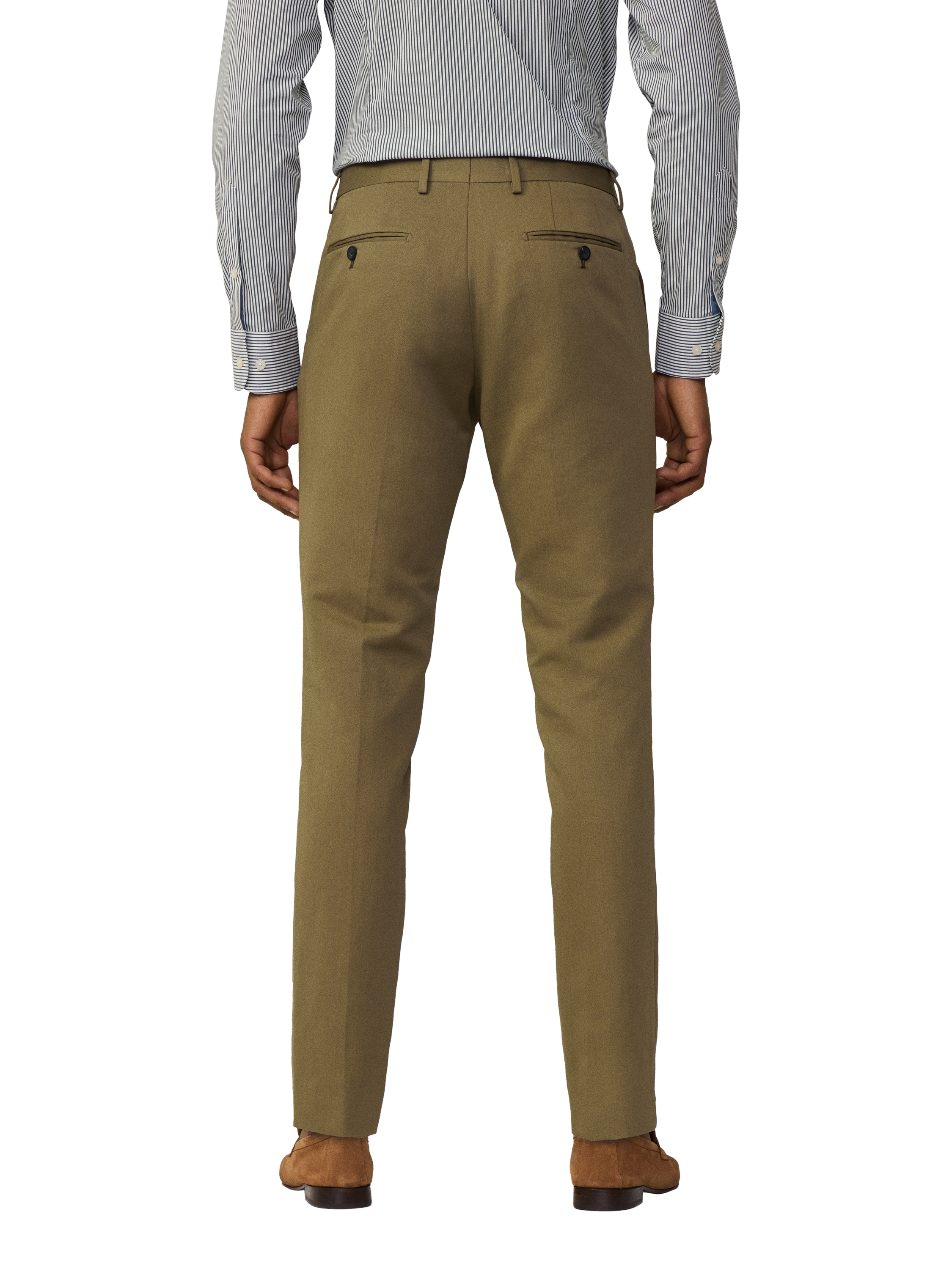 Product image 3 of 7, which shows Hackett London Kensington Slim Fit Cotton Linen Blend Trousers, Safari Green, 42R