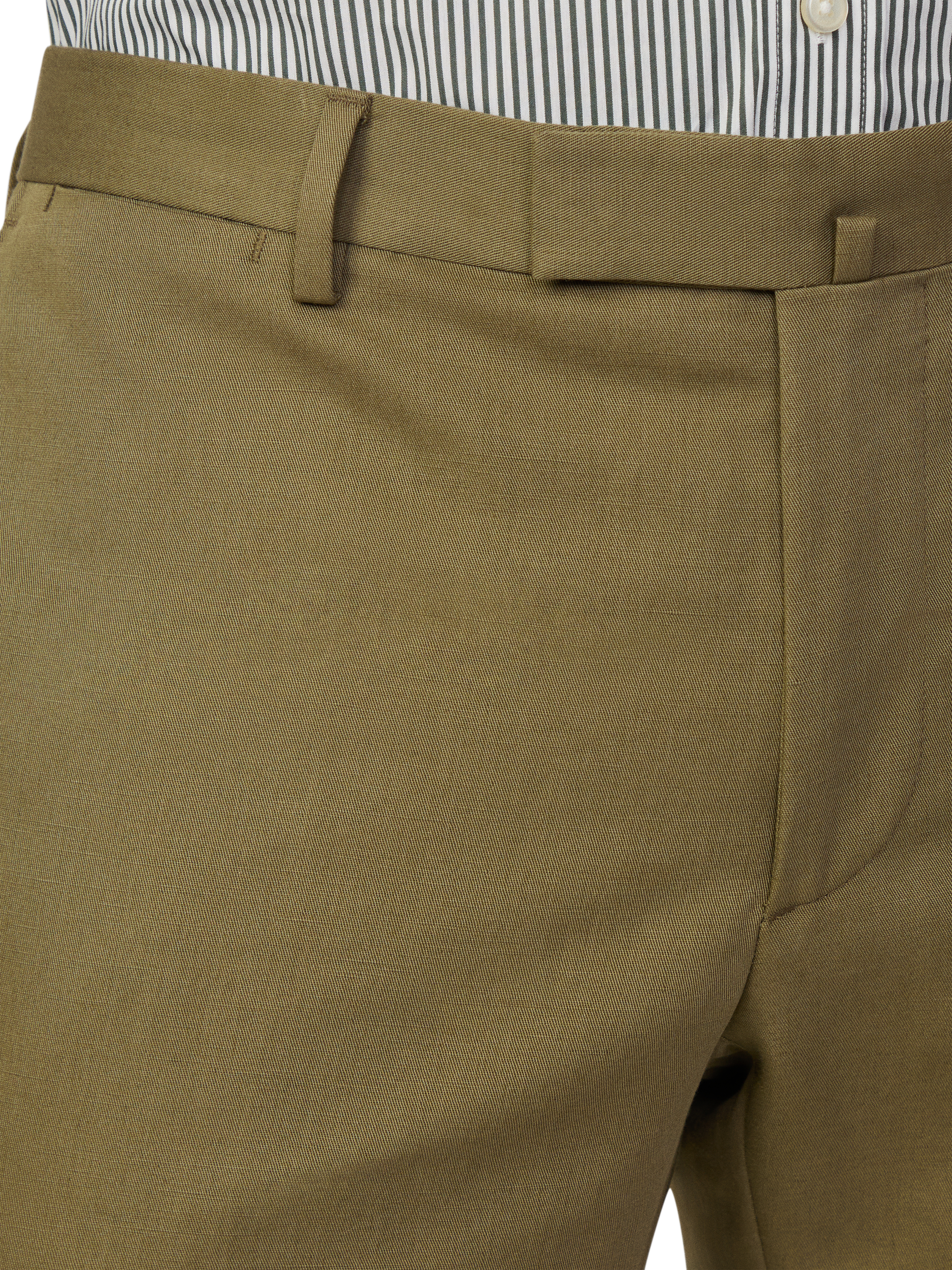 Product image 4 of 7, which shows Hackett London Kensington Slim Fit Cotton Linen Blend Trousers, Safari Green, 42R