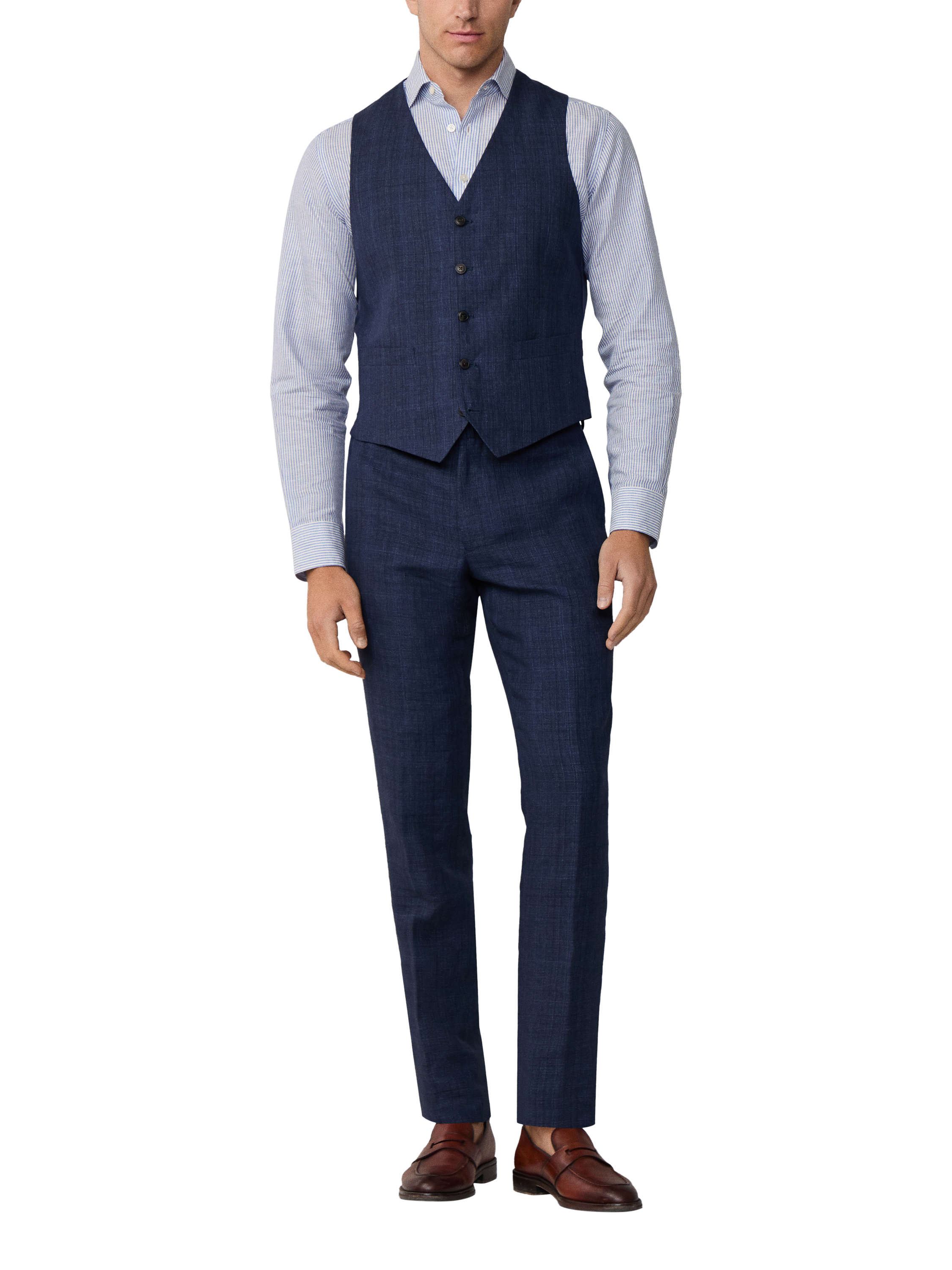 Product image 2 of 4, which shows Hackett London Linen Waistcoat, Navy, 36