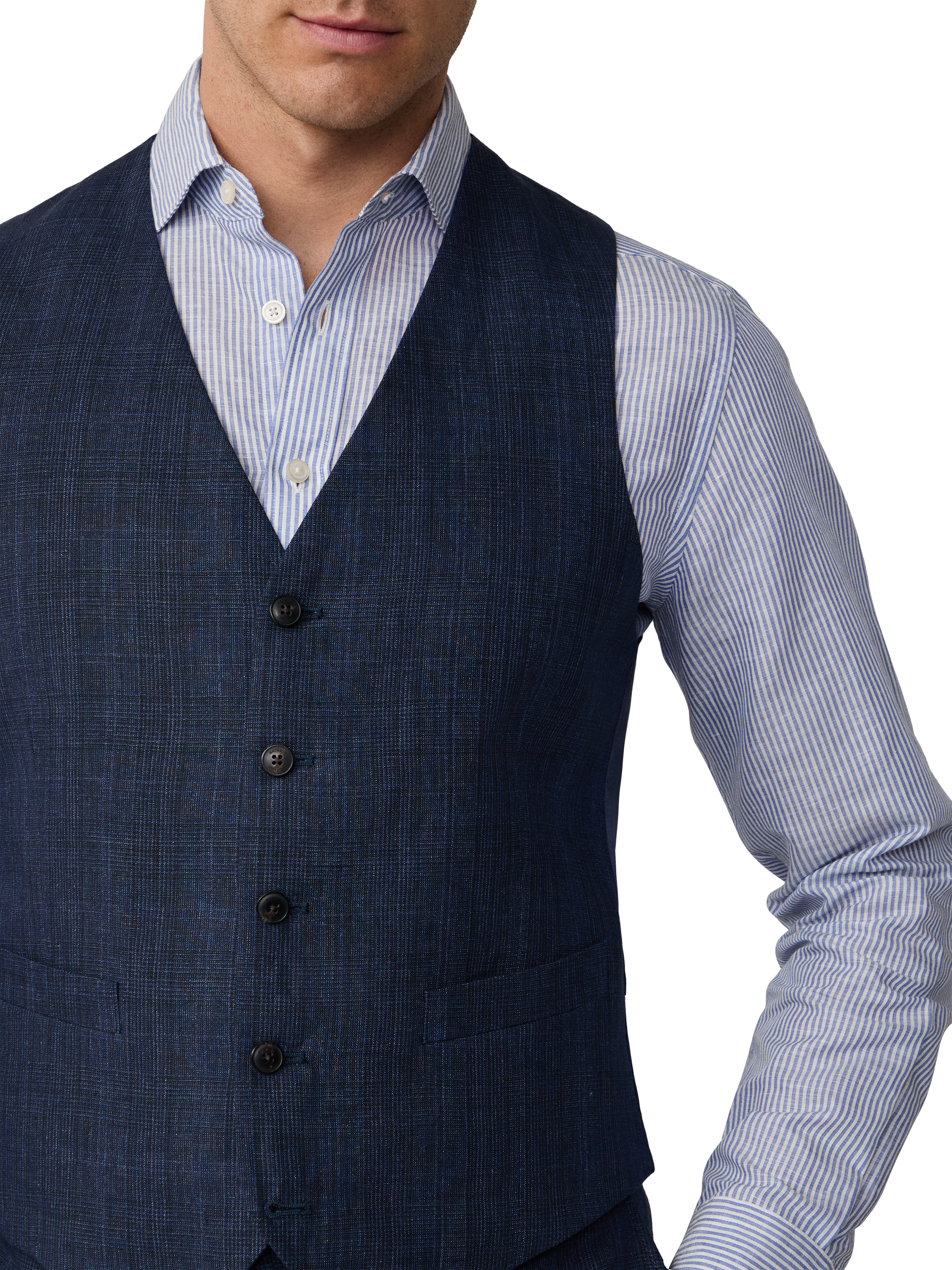 Product image 4 of 4, which shows Hackett London Linen Waistcoat, Navy, 36