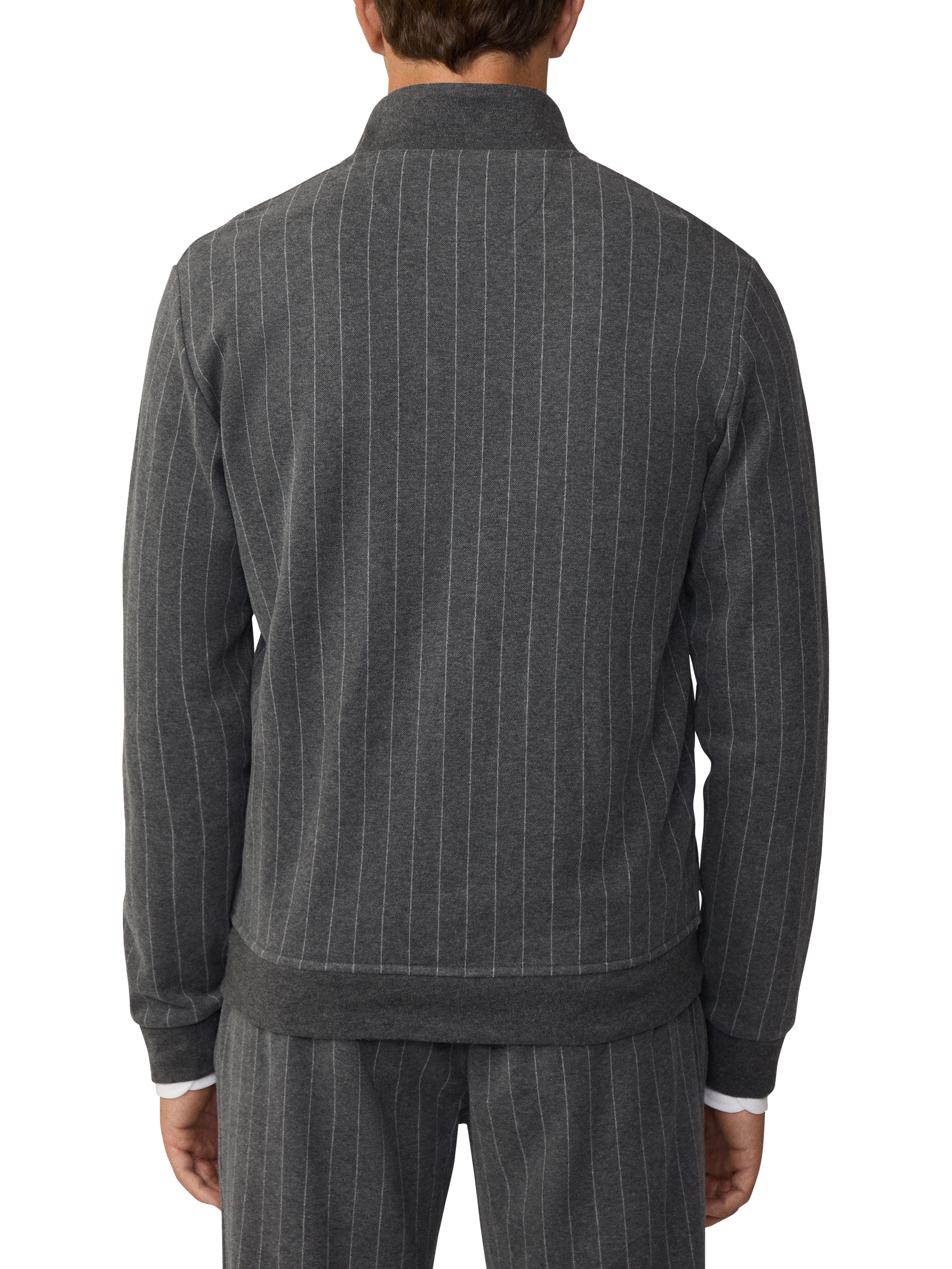 Product image 3 of 6, which shows Hackett London Full-Zip Pinstripe Sweatshirt, Granite Grey, XXXL