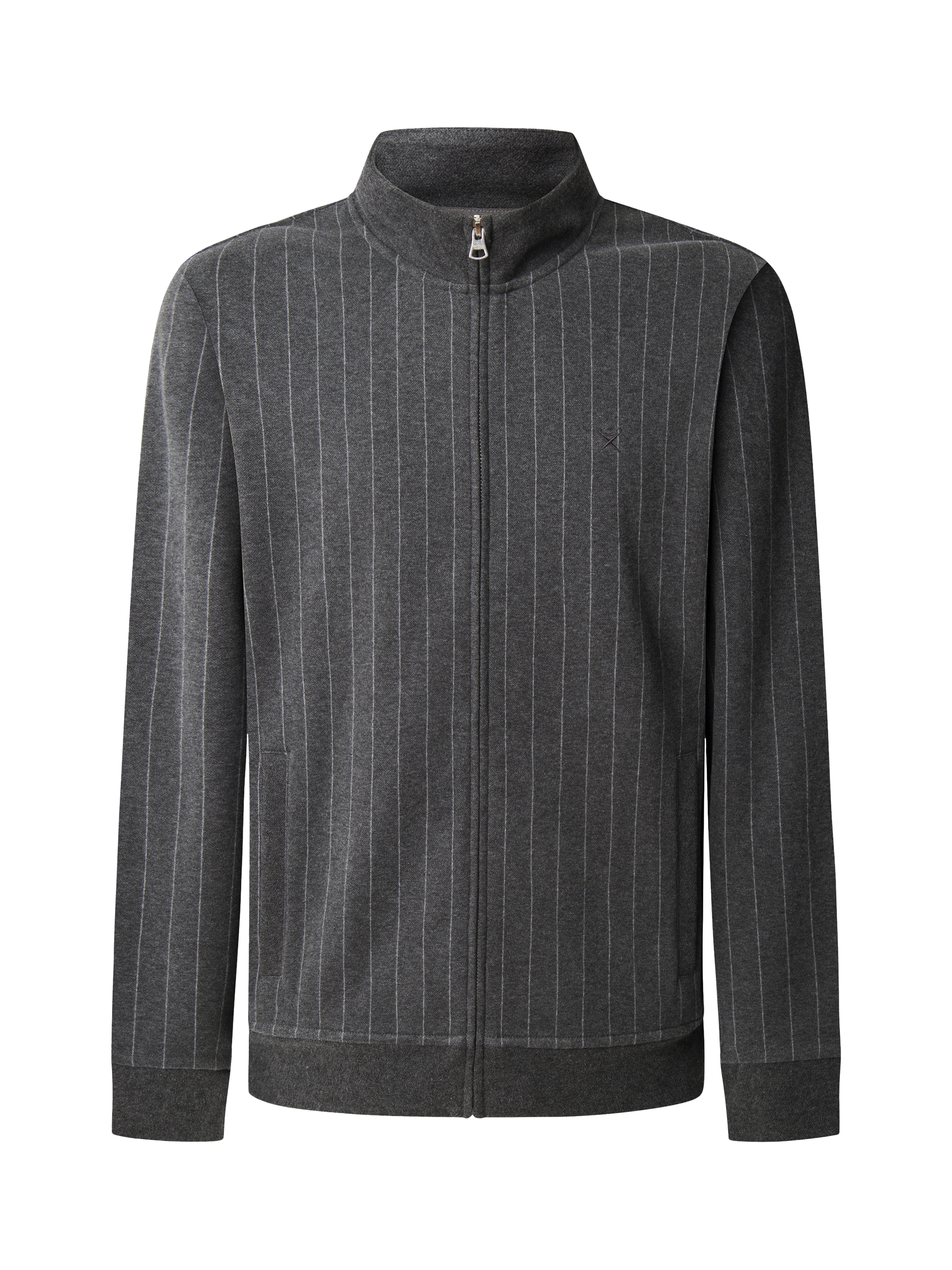 Product image 5 of 6, which shows Hackett London Full-Zip Pinstripe Sweatshirt, Granite Grey, XXXL