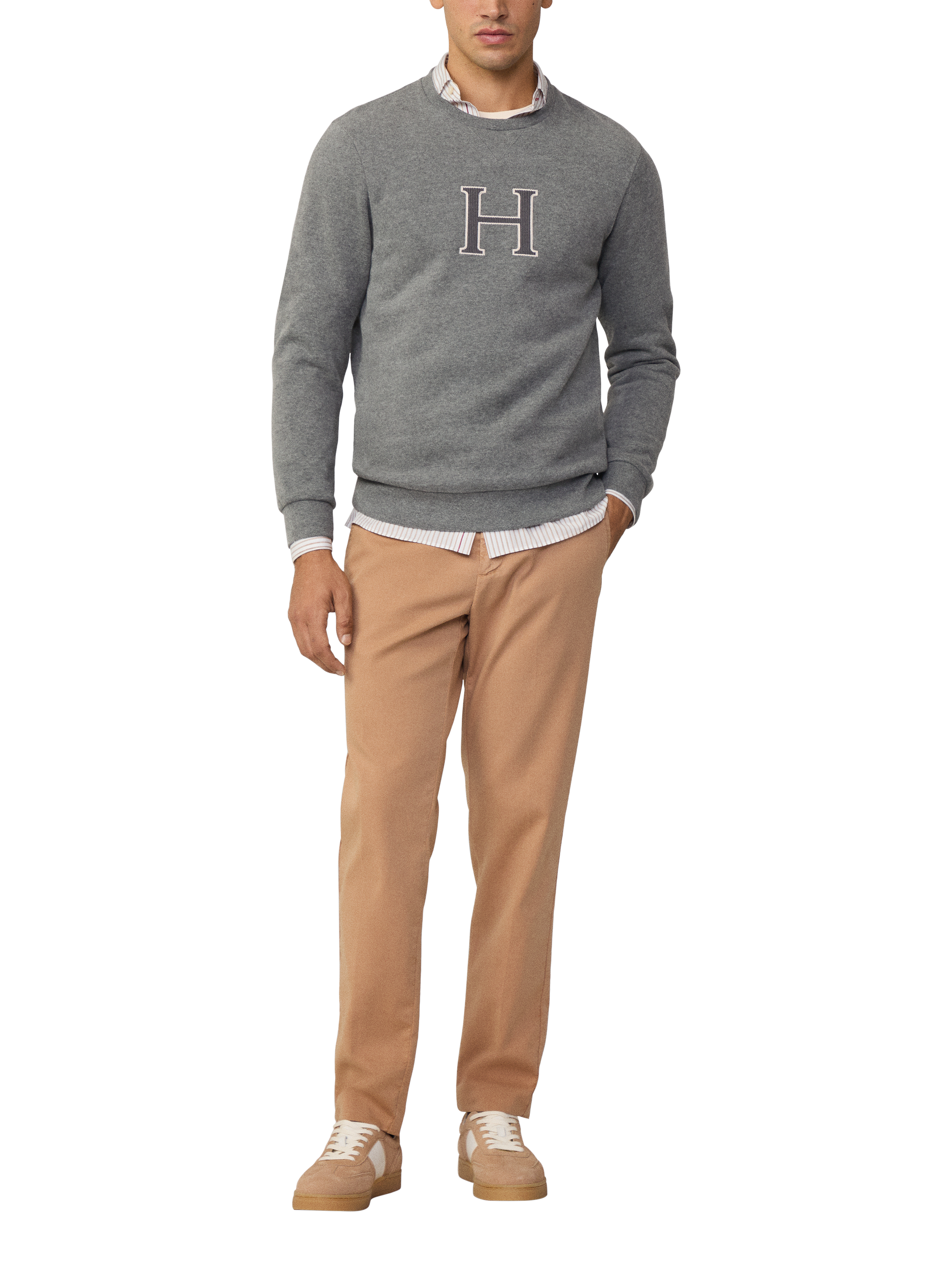 Product image 1 of 11, which shows Hackett London Heritage Cotton Blend Fleece-Back Sweatshirt, Granite Grey, XXXL