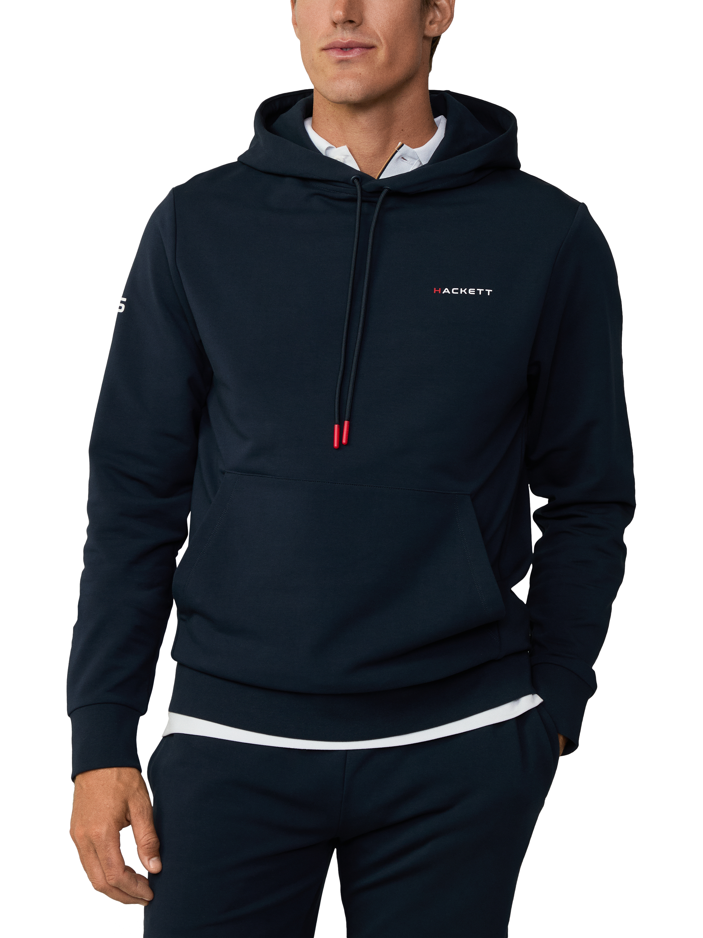 Product image 2 of 6, which shows Hackett London Sport Cotton Blend Hoodie, Navy, XS