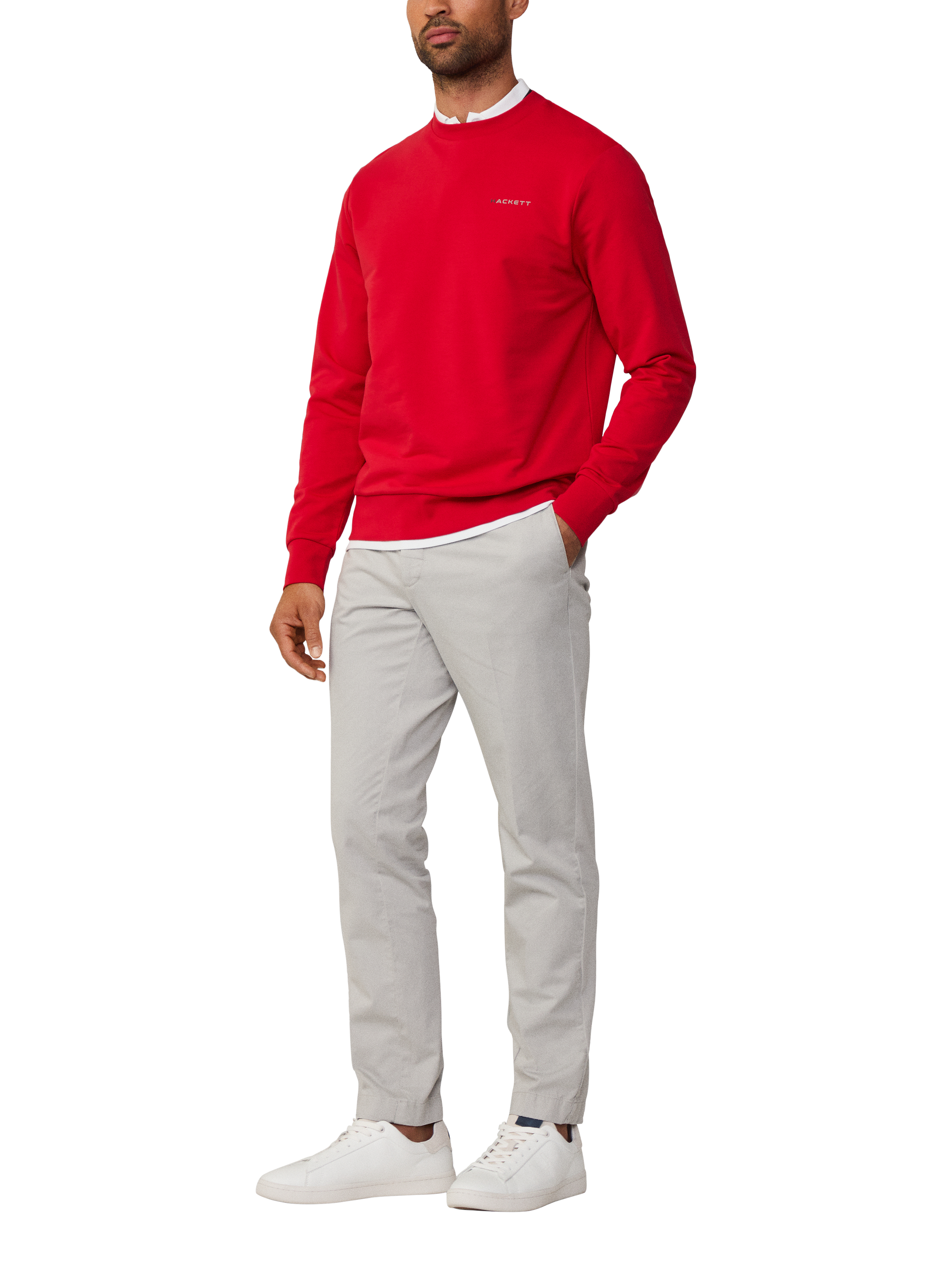 Product image 1 of 6, which shows Hackett London Sport Cotton Blend Jumper, Race Red, XS