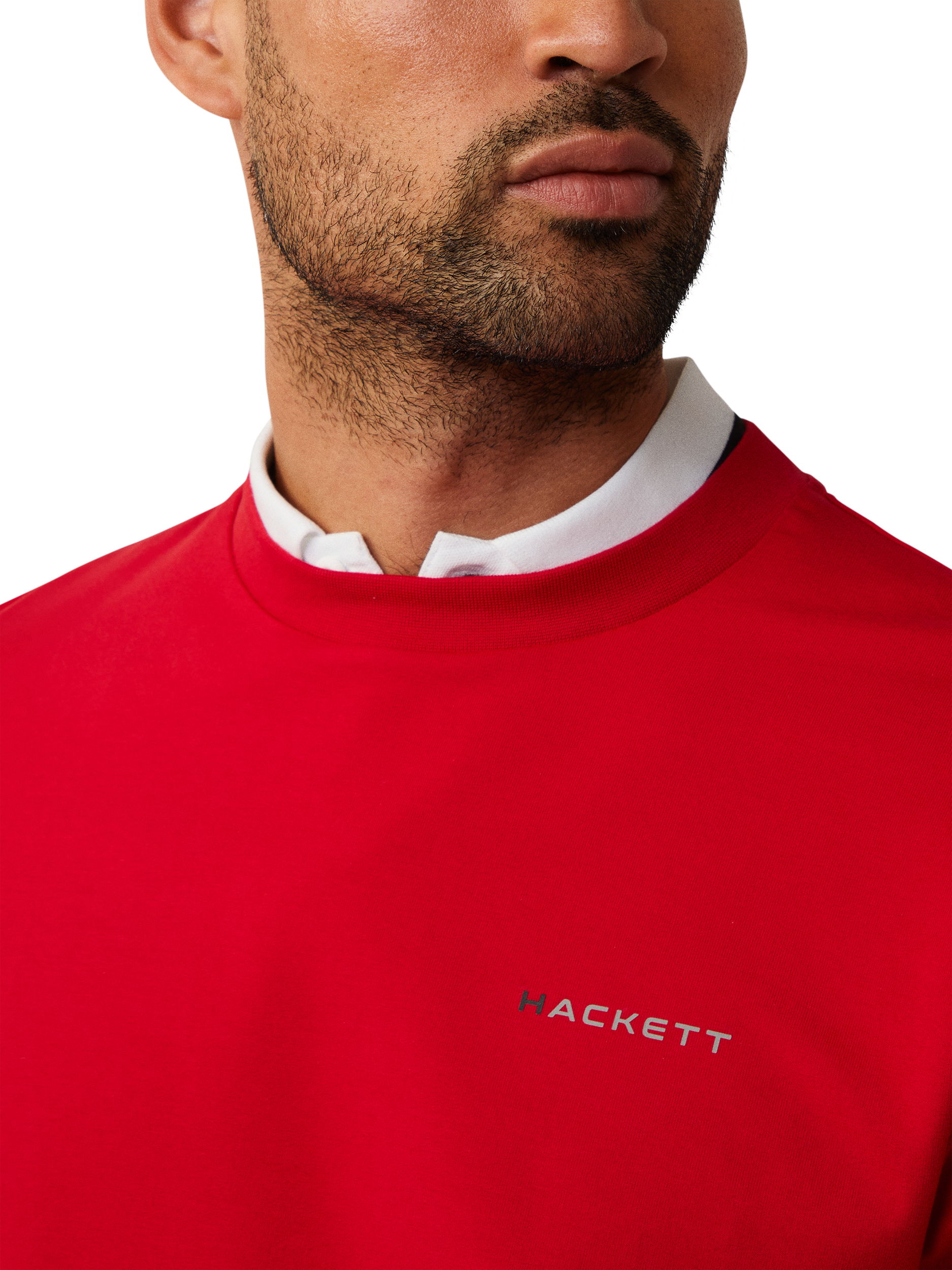 Product image 2 of 6, which shows Hackett London Sport Cotton Blend Jumper, Race Red, XS