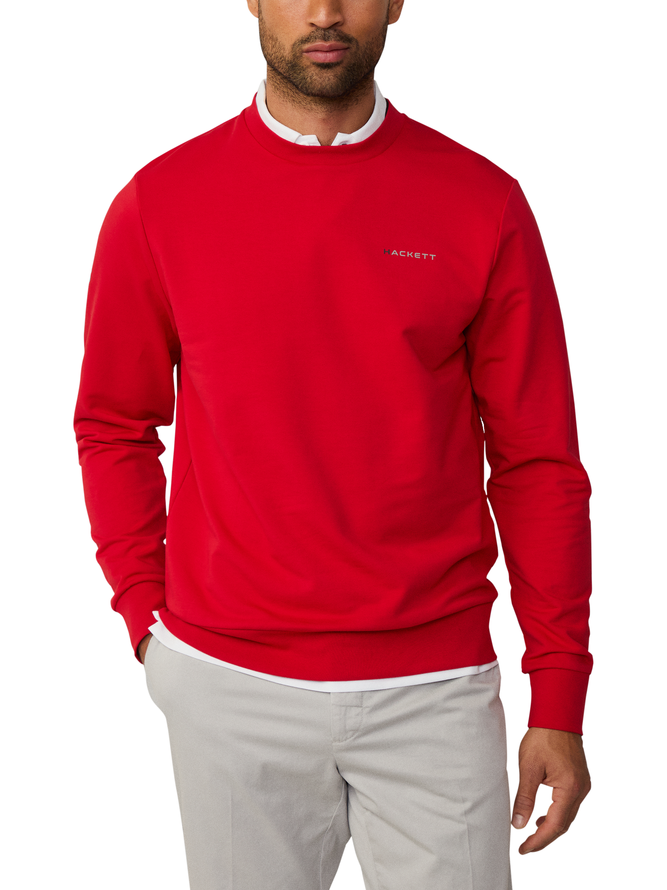 Product image 4 of 6, which shows Hackett London Sport Cotton Blend Jumper, Race Red, XS
