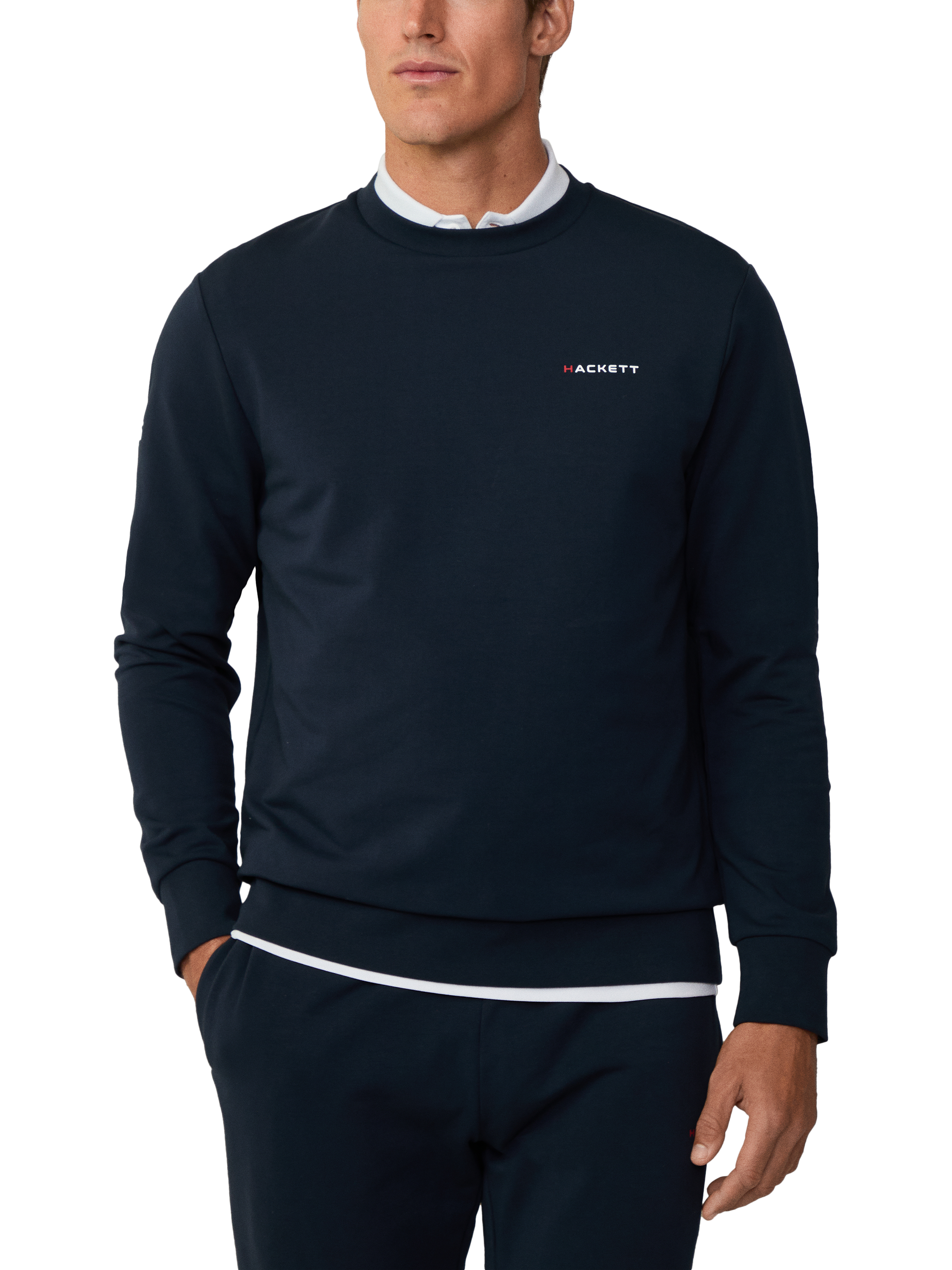 Product image 1 of 6, which shows Hackett London Cotton Blend Branded Sweatshirt, Navy, XXXL