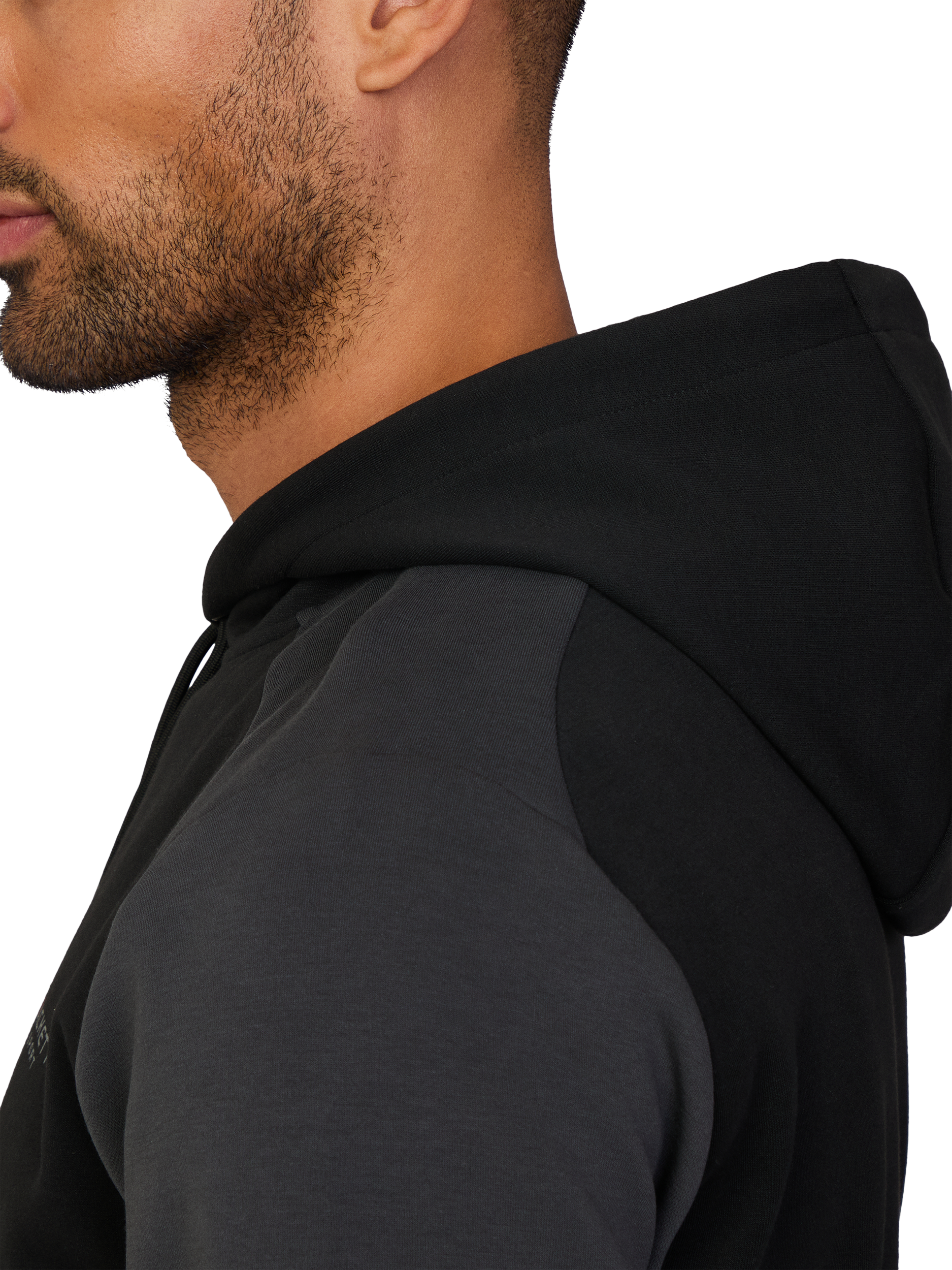 Product image 4 of 6, which shows Hackett London Cotton Blend Multi Panel Hoodie, Black, XXXL
