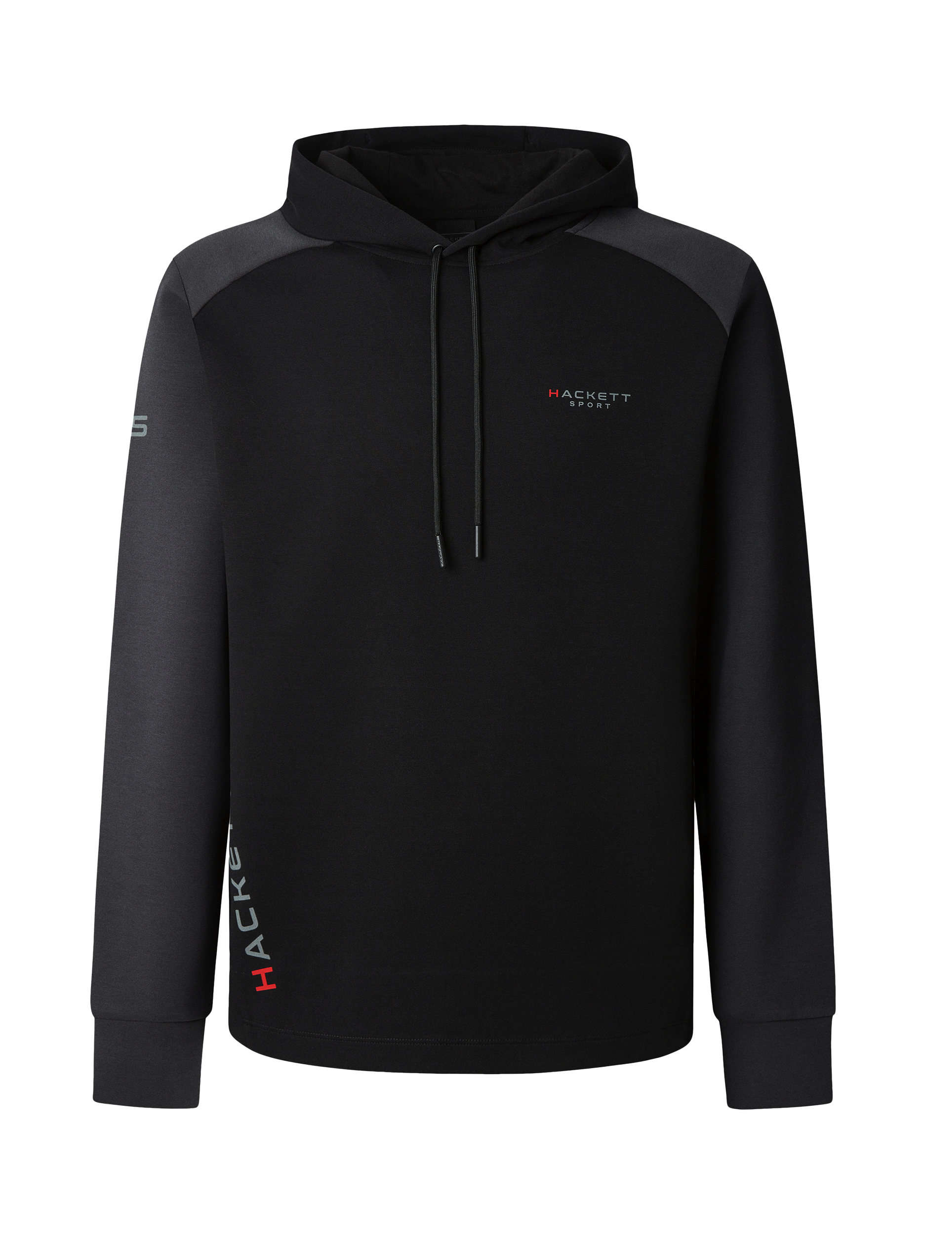 Product image 5 of 6, which shows Hackett London Cotton Blend Multi Panel Hoodie, Black, XXXL
